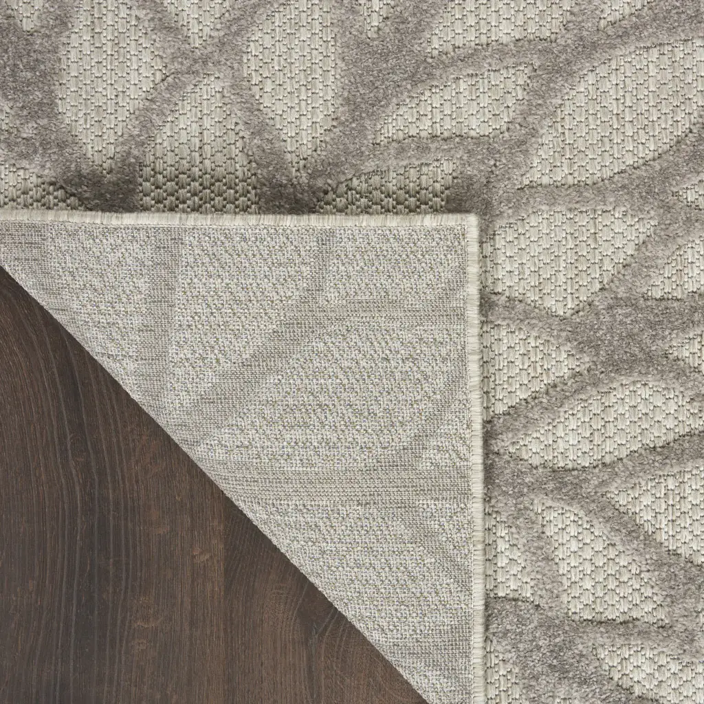 8' X 11' Gray Floral Indoor Outdoor Area Rug - Image 8