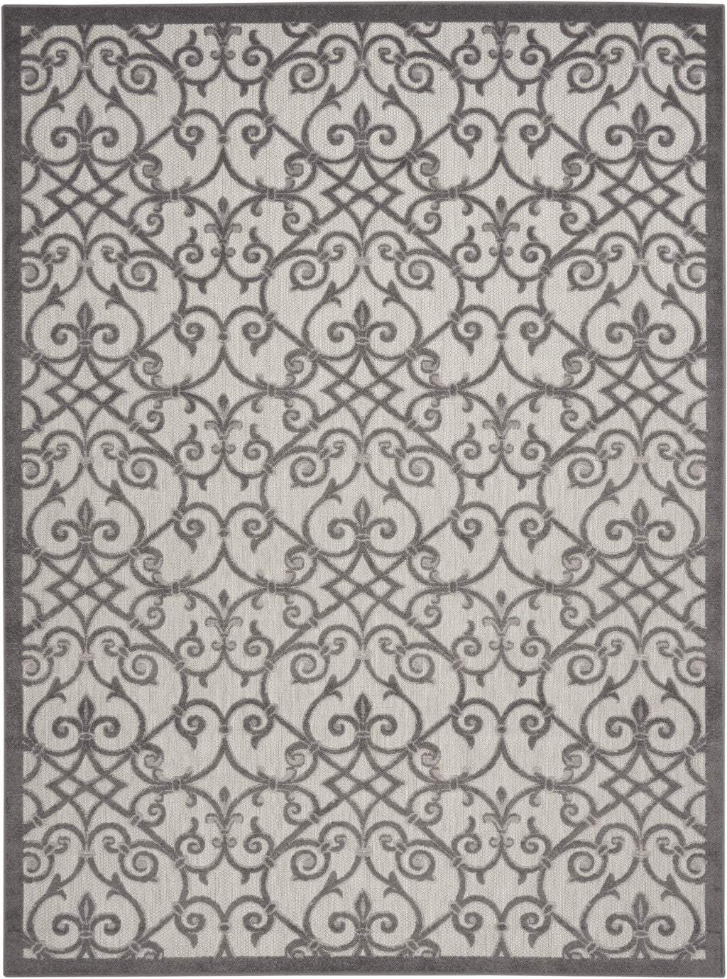 8' X 11' Gray Floral Indoor Outdoor Area Rug