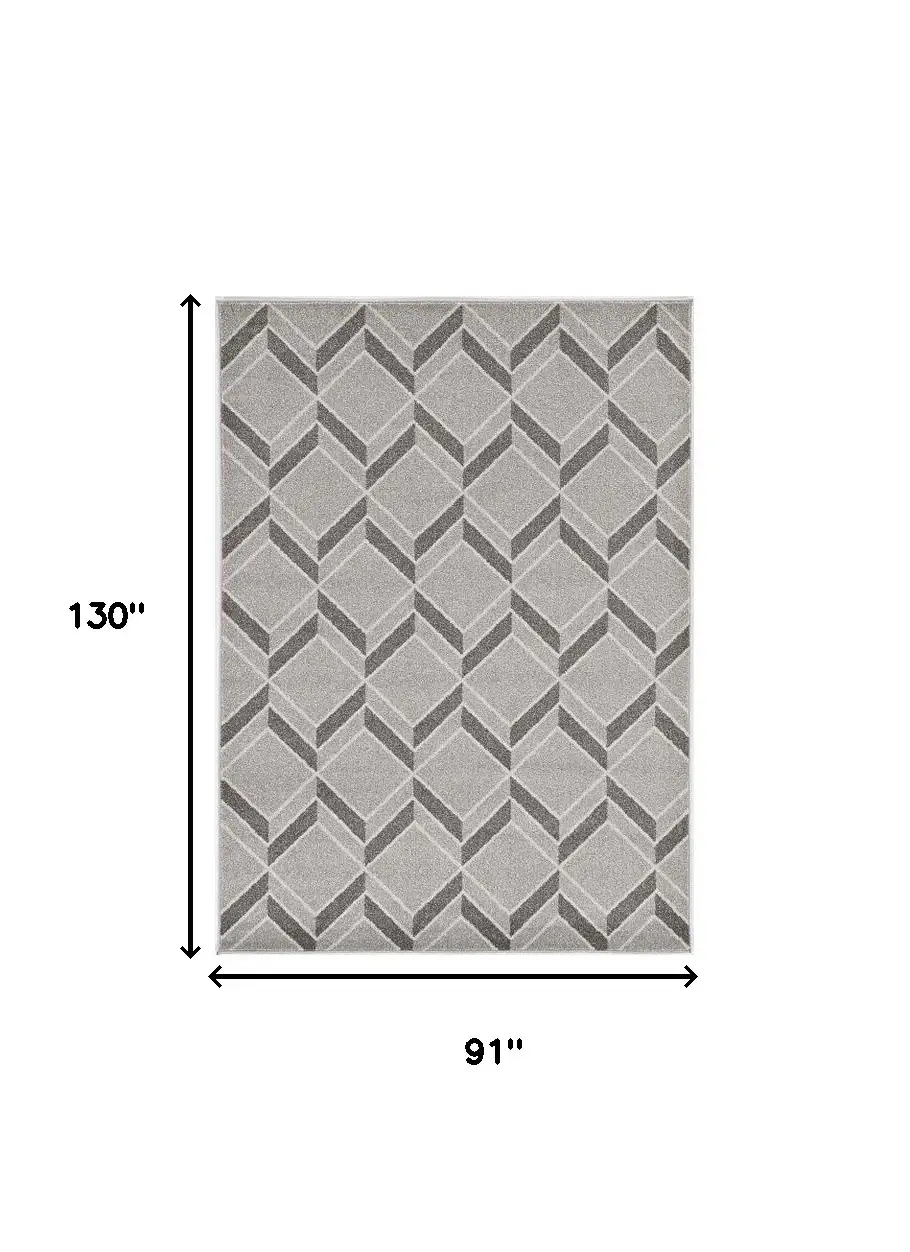 8' X 11' Gray Geometric Indoor Outdoor Area Rug - Image 3