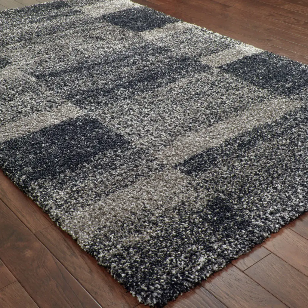 8' X 11' Gray Geometric Shag Power Loom Area Rug - Image 4