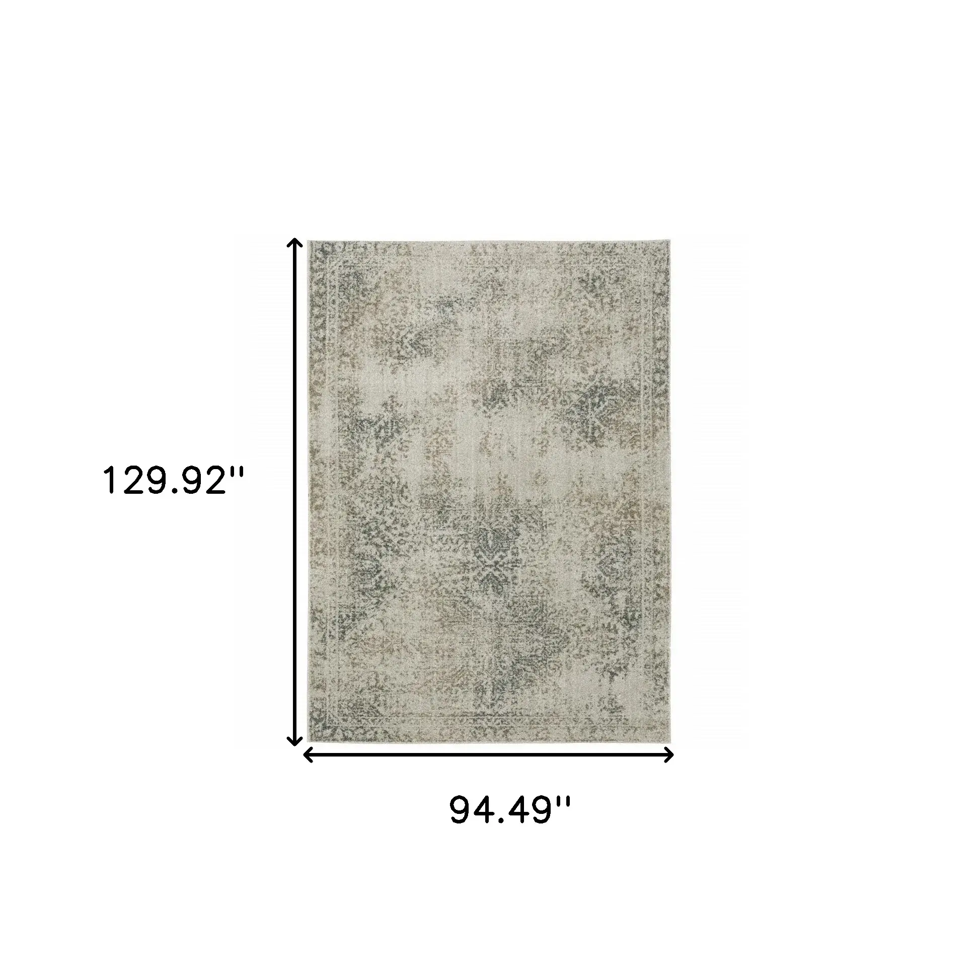 8' X 11' Gray Oriental Power Loom Area Rug - Image 3