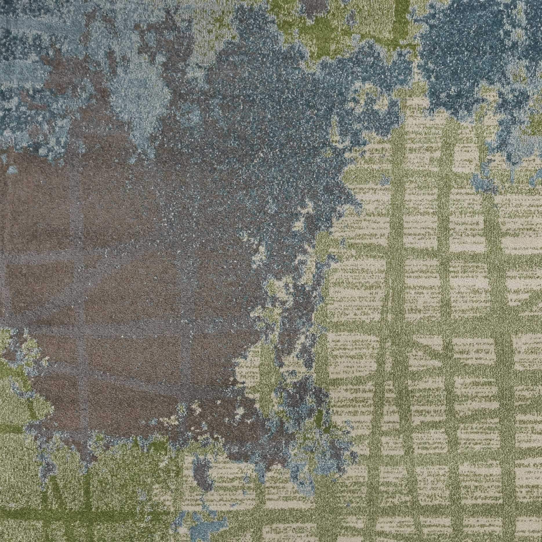 8' X 11' Green Blue Machine Woven Abstract Indoor Area Rug - Image 4