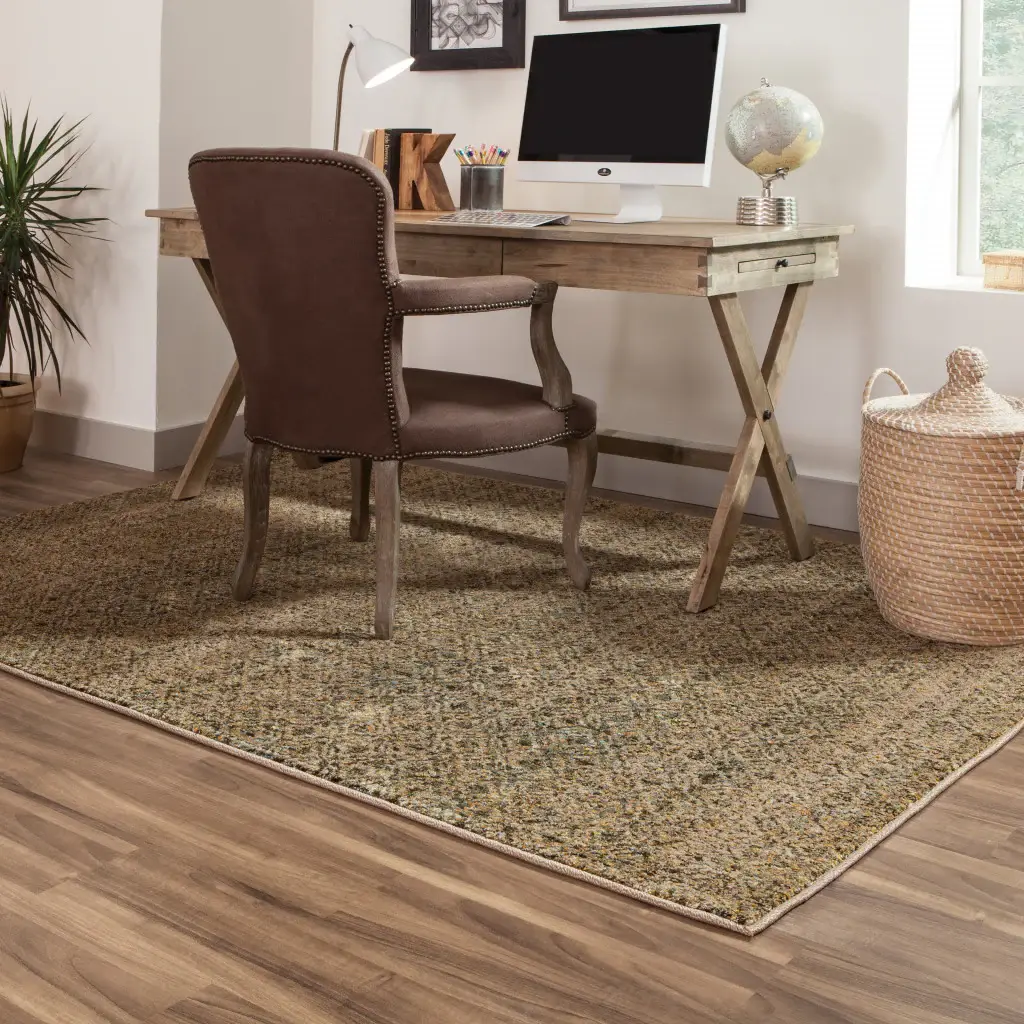 8' X 11' Green Geometric Power Loom Area Rug - Image 6