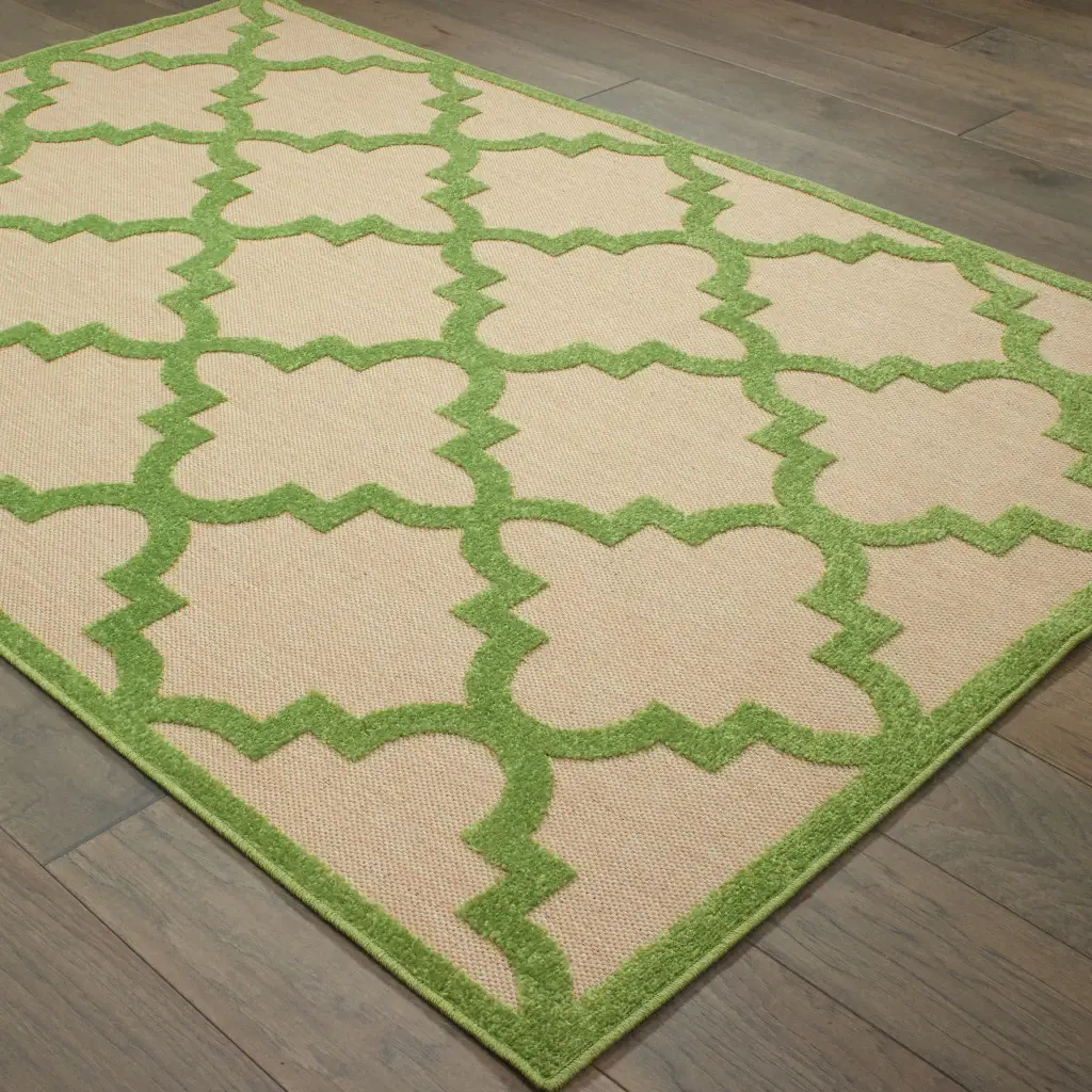 8' X 11' Green Geometric Stain Resistant Indoor Outdoor Area Rug - Image 4