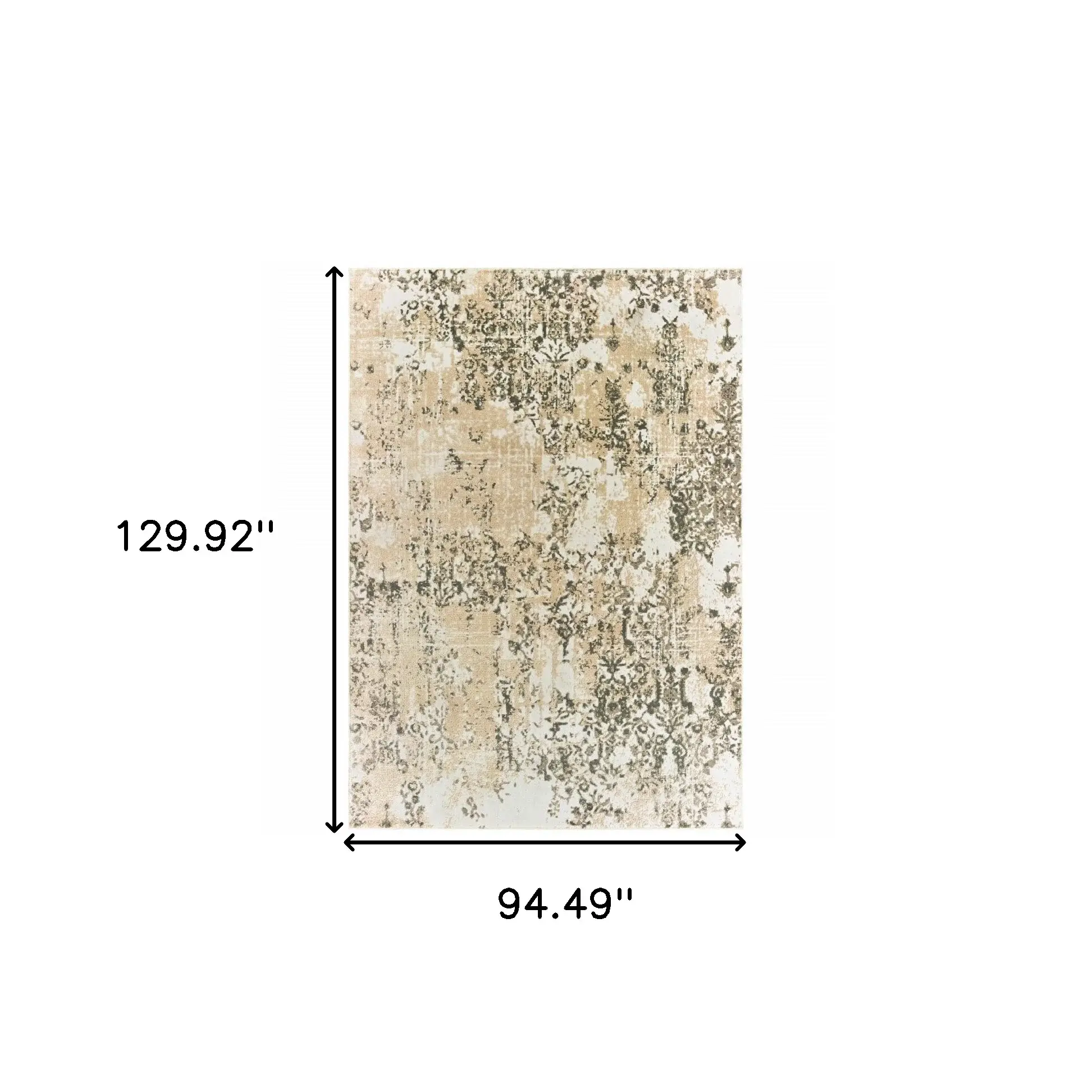 8' X 11' Grey And Gold Abstract Power Loom Stain Resistant Area Rug - Image 3