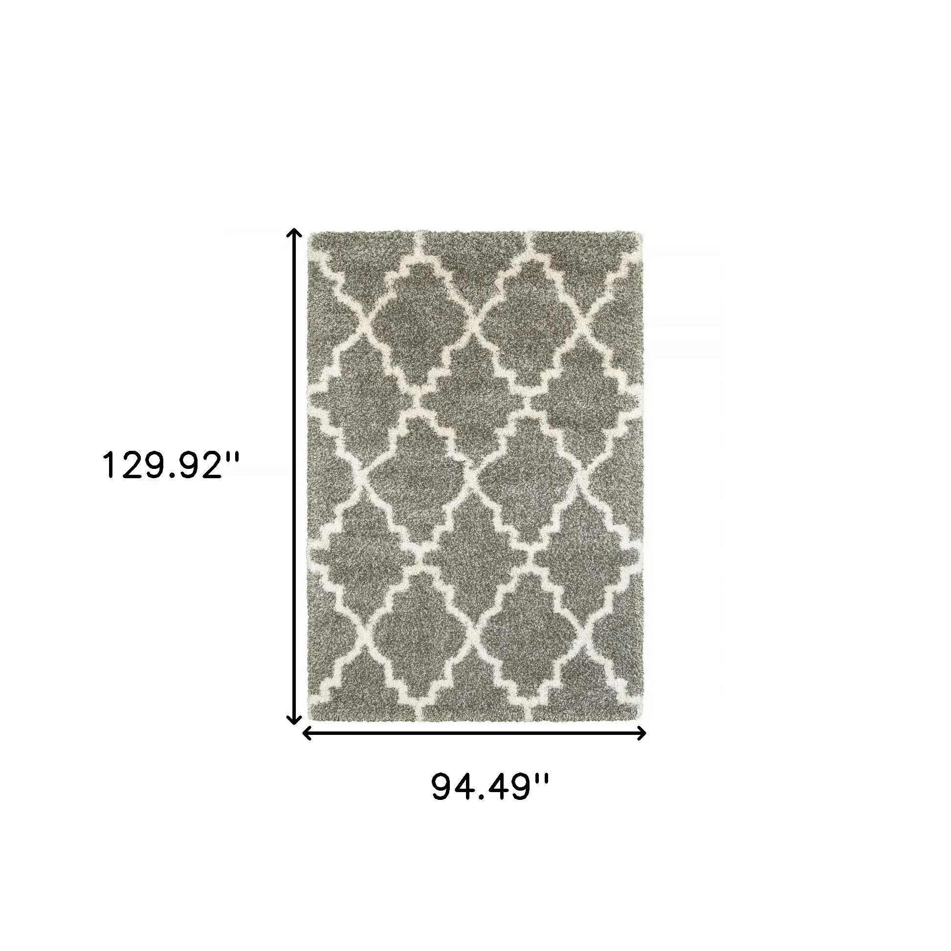 8' X 11' Grey And Ivory Geometric Shag Power Loom Stain Resistant Area Rug - Image 3
