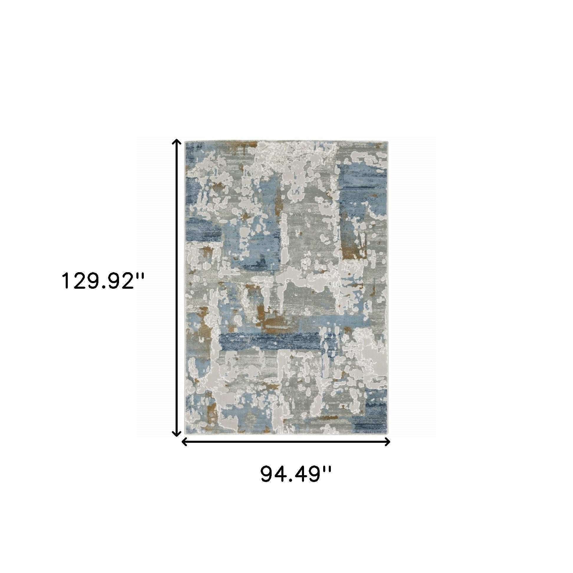 8' X 11' Grey Blue Navy Ivory And Brown Abstract Power Loom Stain Resistant Area Rug - Image 8