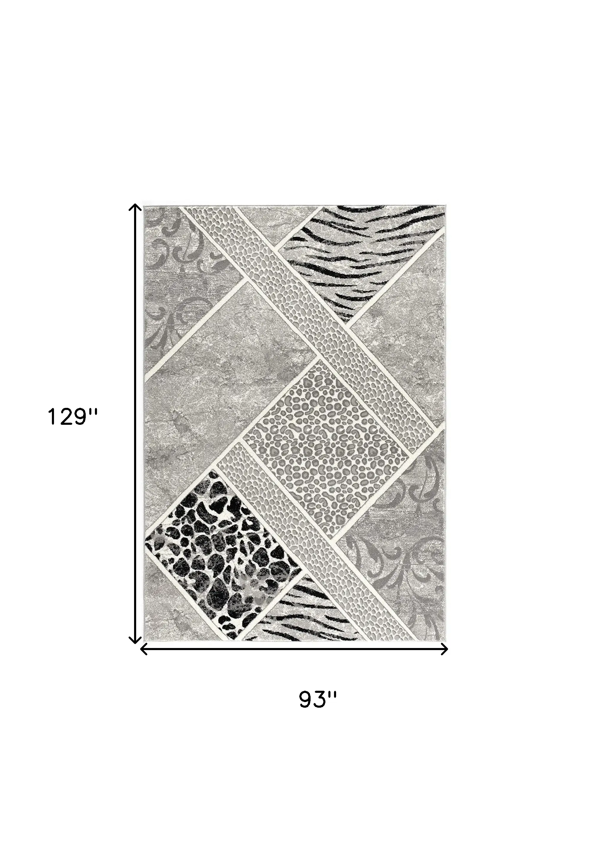 8' X 11' Grey Geometric Power Loom Stain Resistant Area Rug - Image 2