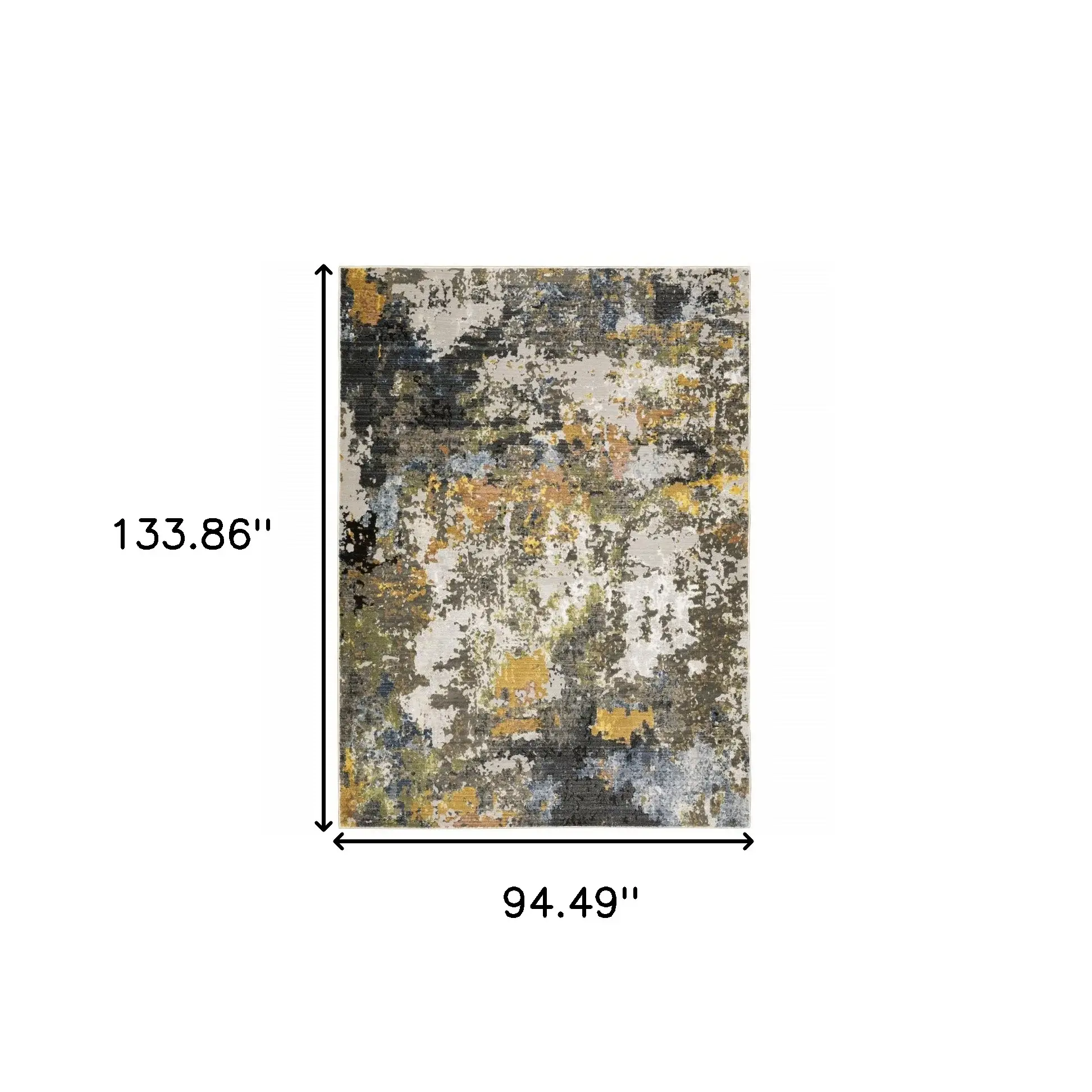 8' X 11' Grey Gold Blue Orange Beige And Brown Abstract Power Loom Stain Resistant Area Rug - Image 3