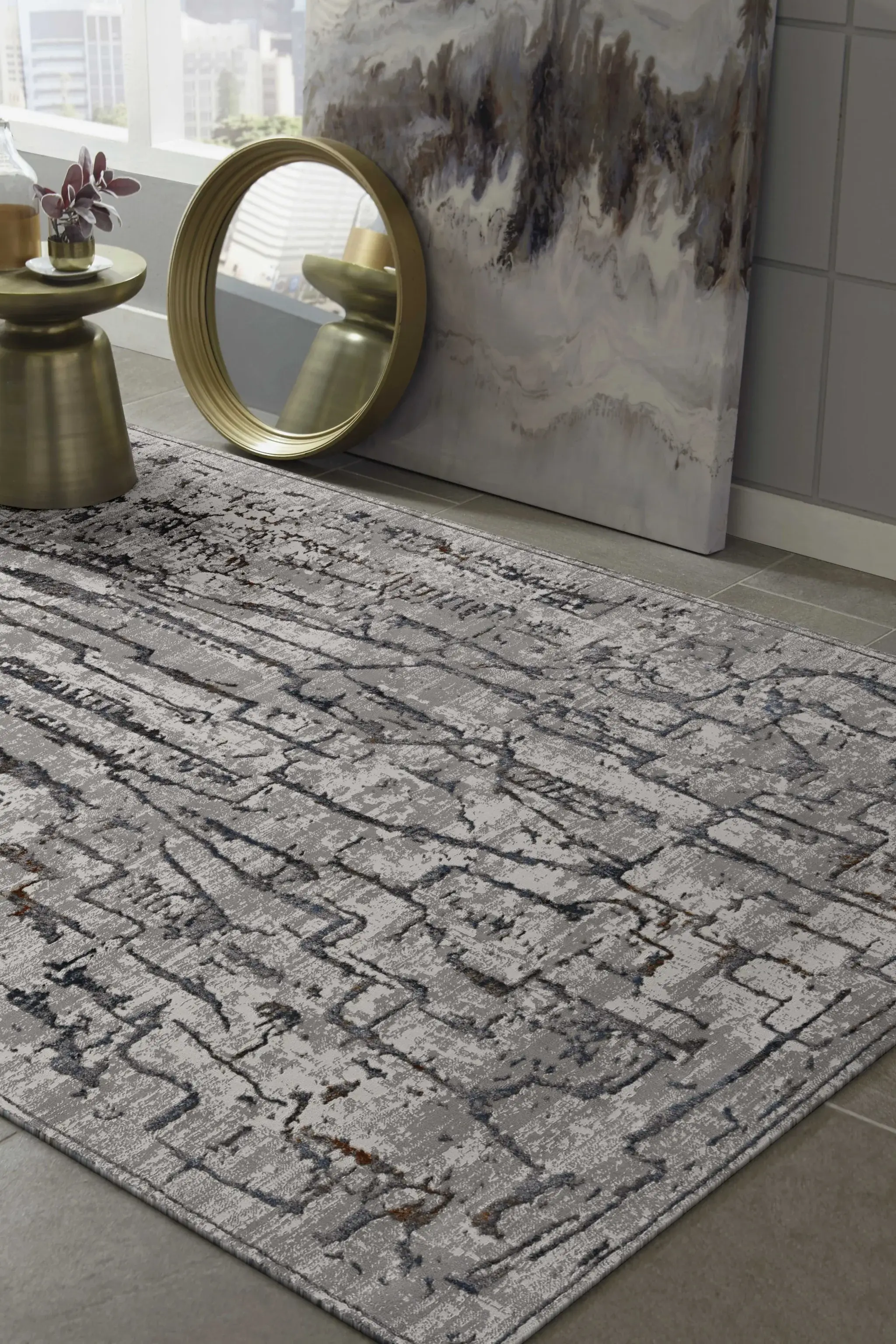 8' X 11' Grey Machine Woven Abstract Indoor Area Rug - Image 6