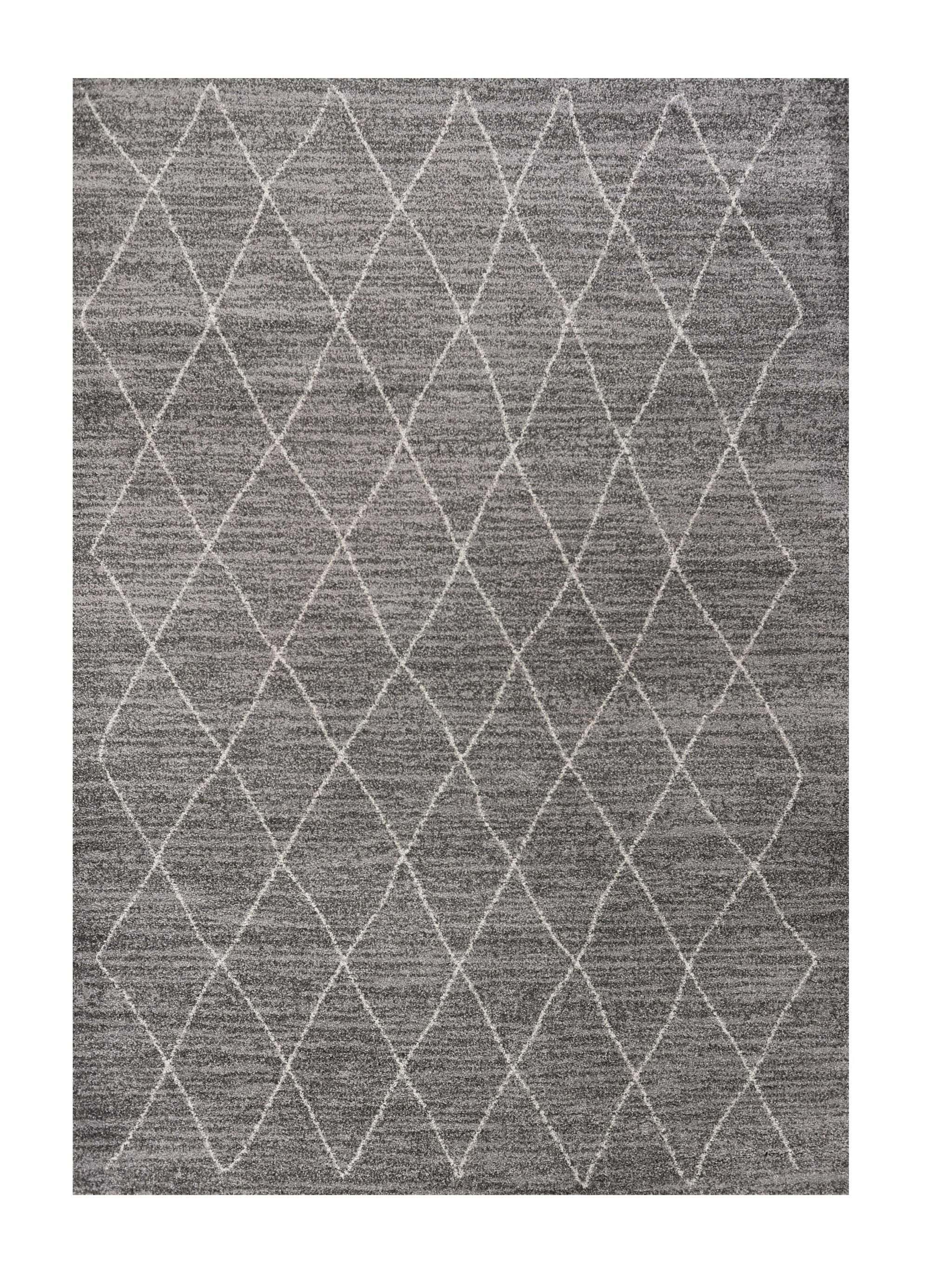 8' X 11' Grey Machine Woven Geometric Indoor Area Rug