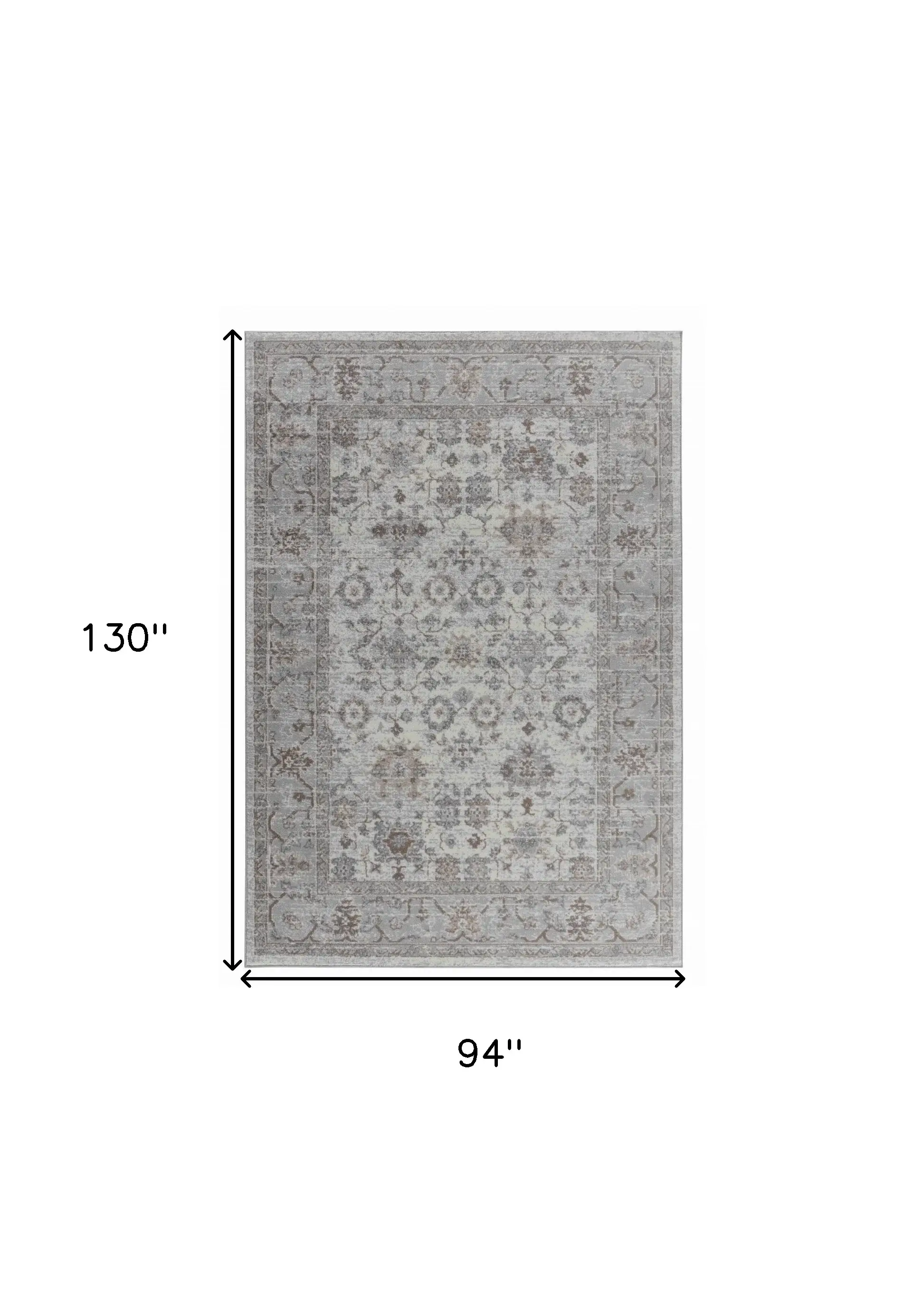 8' X 11' Grey Oriental Area Rug - Image 3