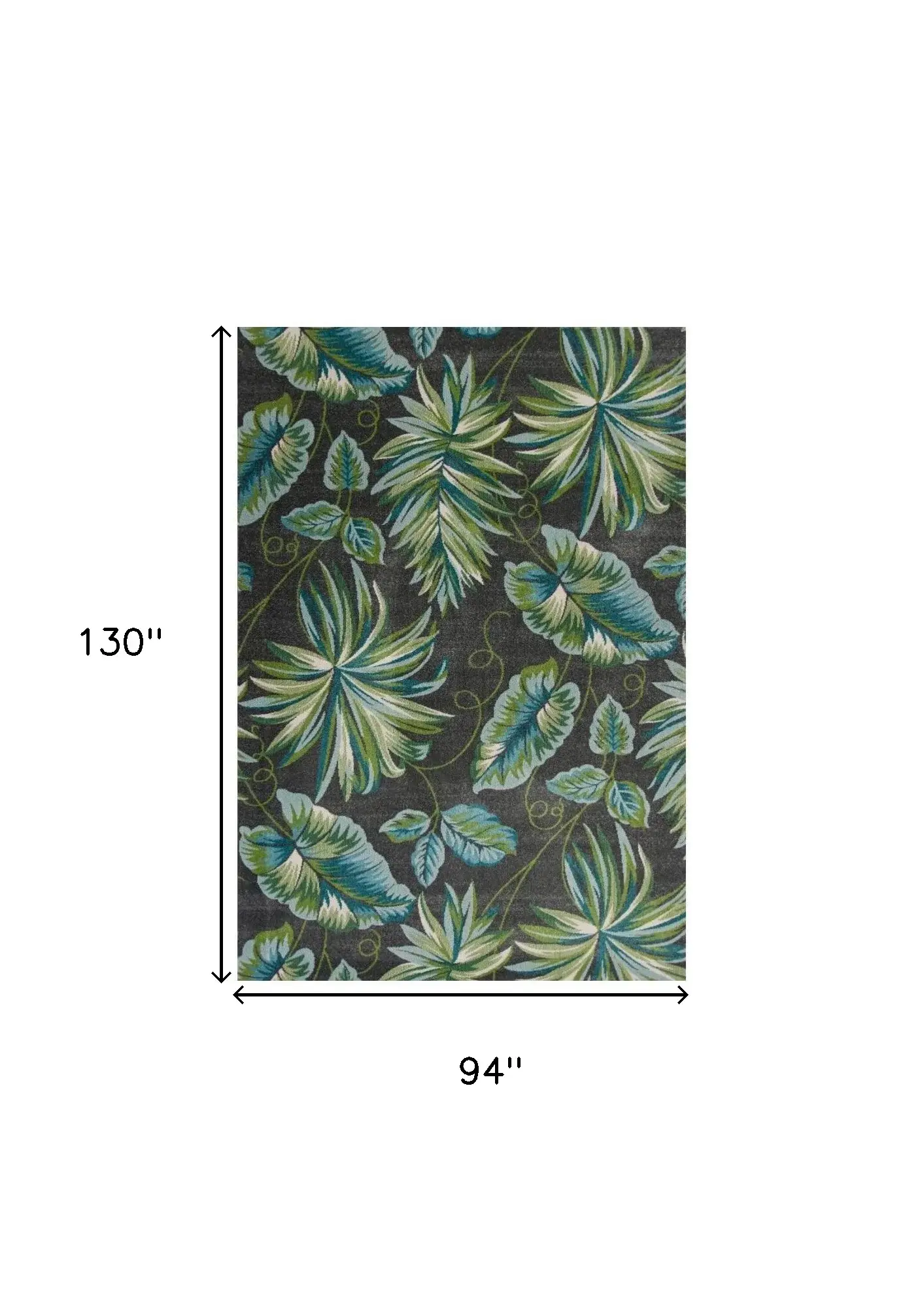 8' X 11' Grey Teal Machine Woven Oversized Tropical Leaves Indoor Area Rug - Image 3