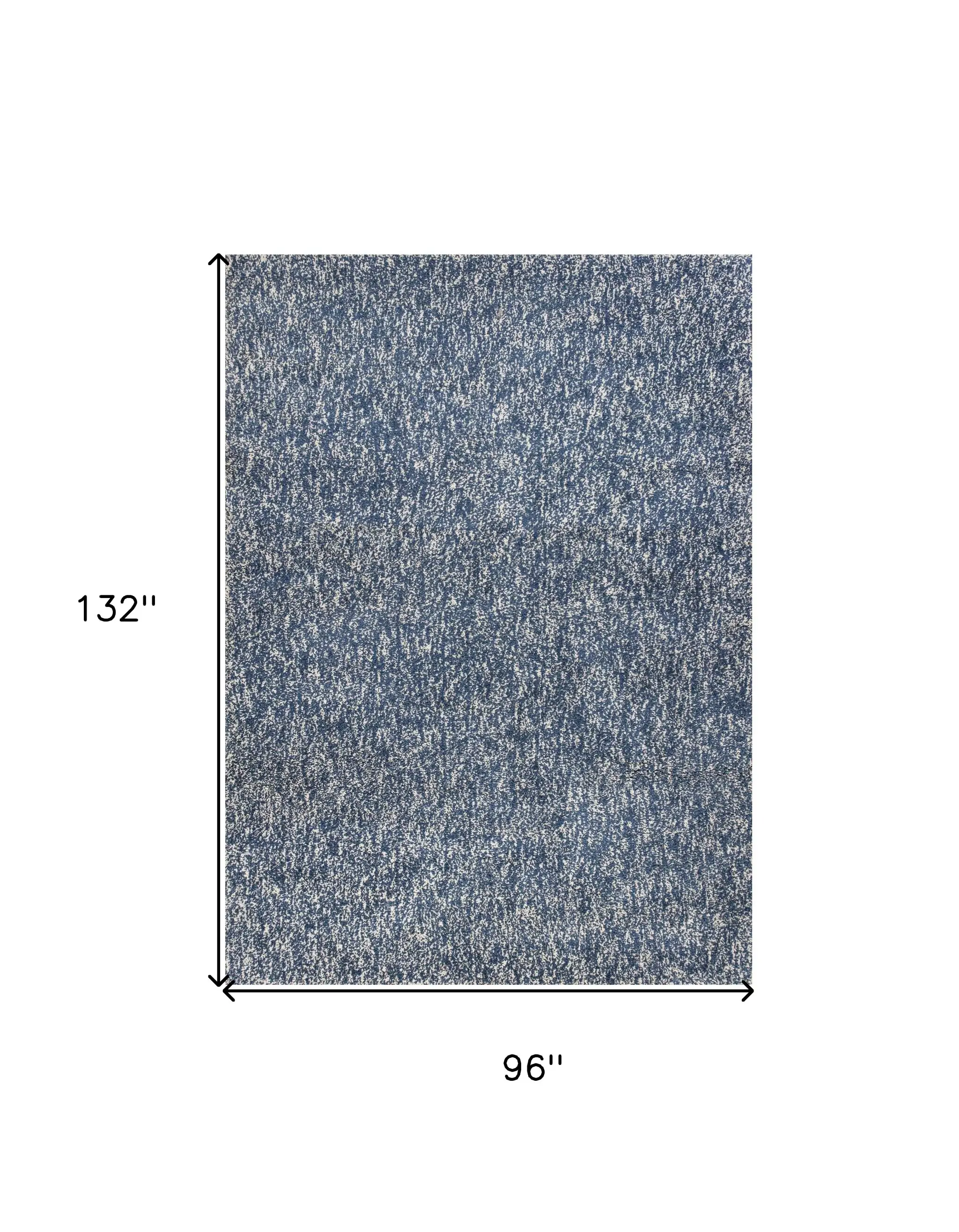 8' X 11'  'Indigo And Ivory Heather Shag Area Rug - Image 3