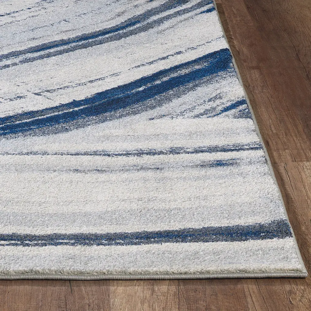 8' X 11' Ivory and Blue Abstract Area Rug - Image 4