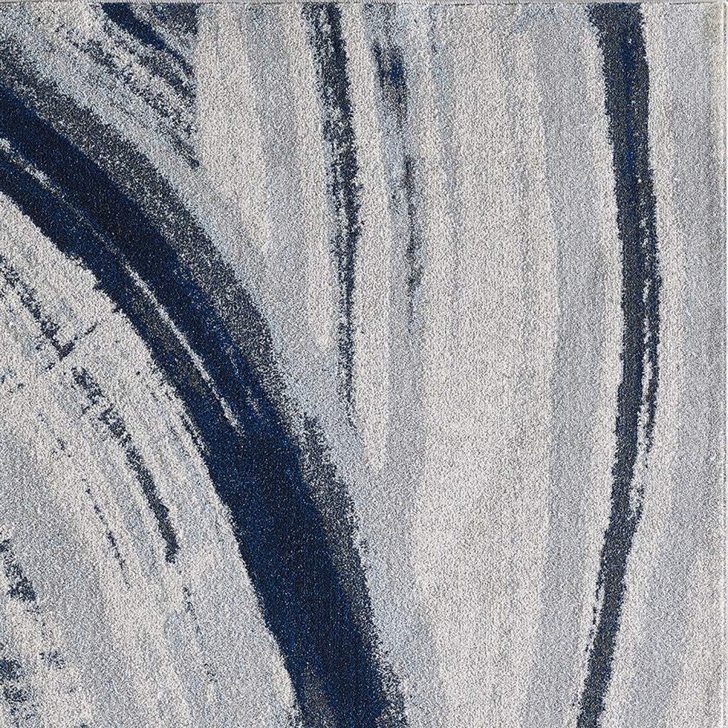 8' X 11' Ivory and Blue Abstract Area Rug - Image 5