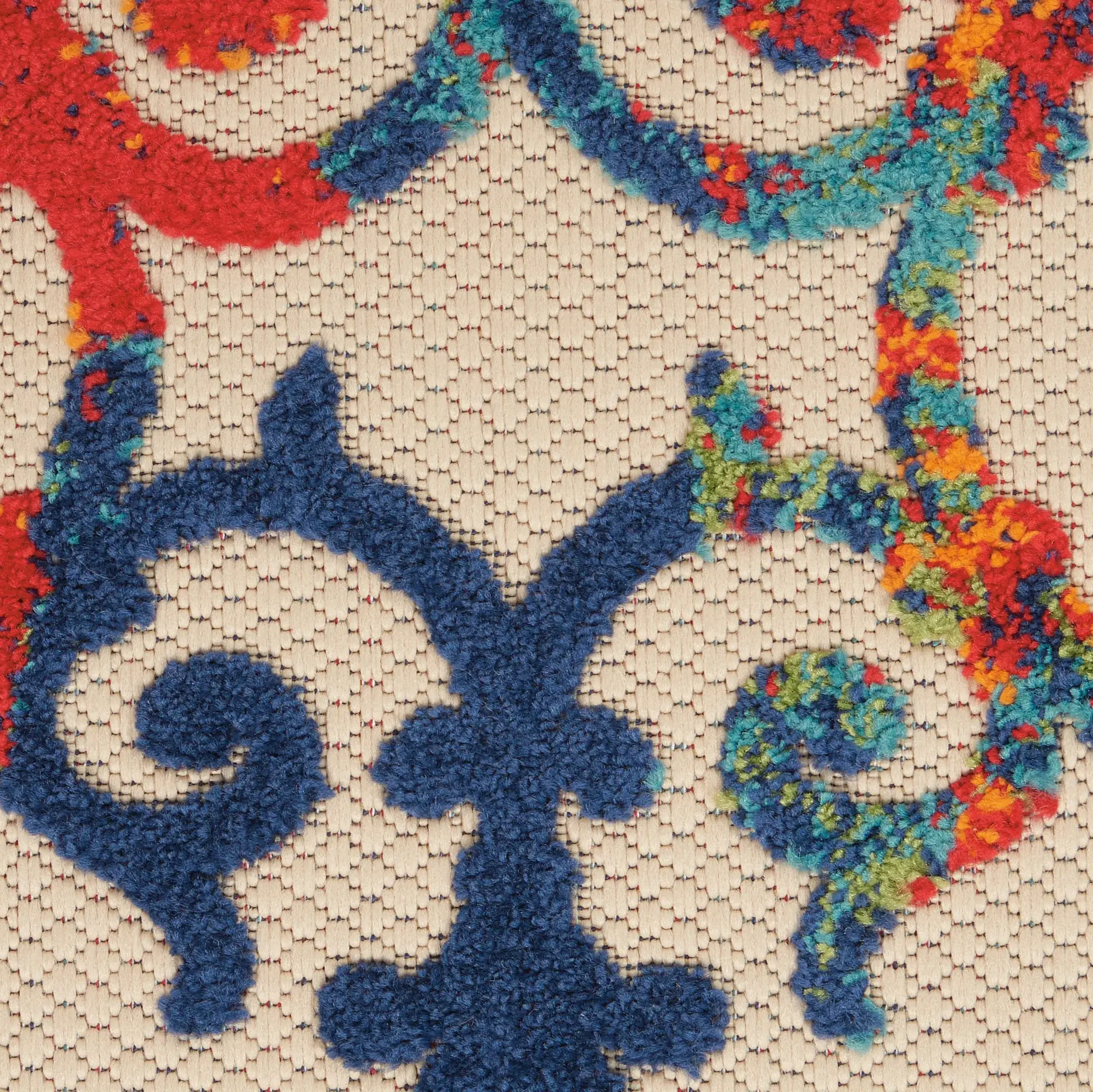 8' X 11' Ivory And Blue Floral Indoor Outdoor Area Rug - Image 3