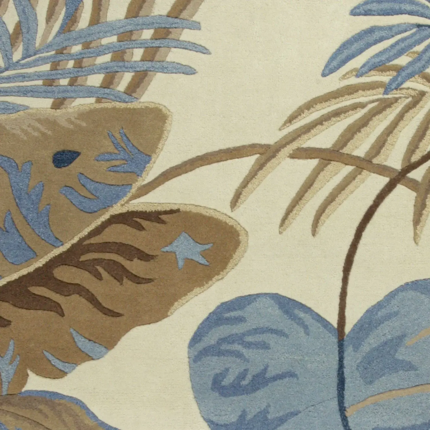8' X 11' Ivory and Blue Wool Tropical Botanical Hand Tufted Area Rug - Image 5