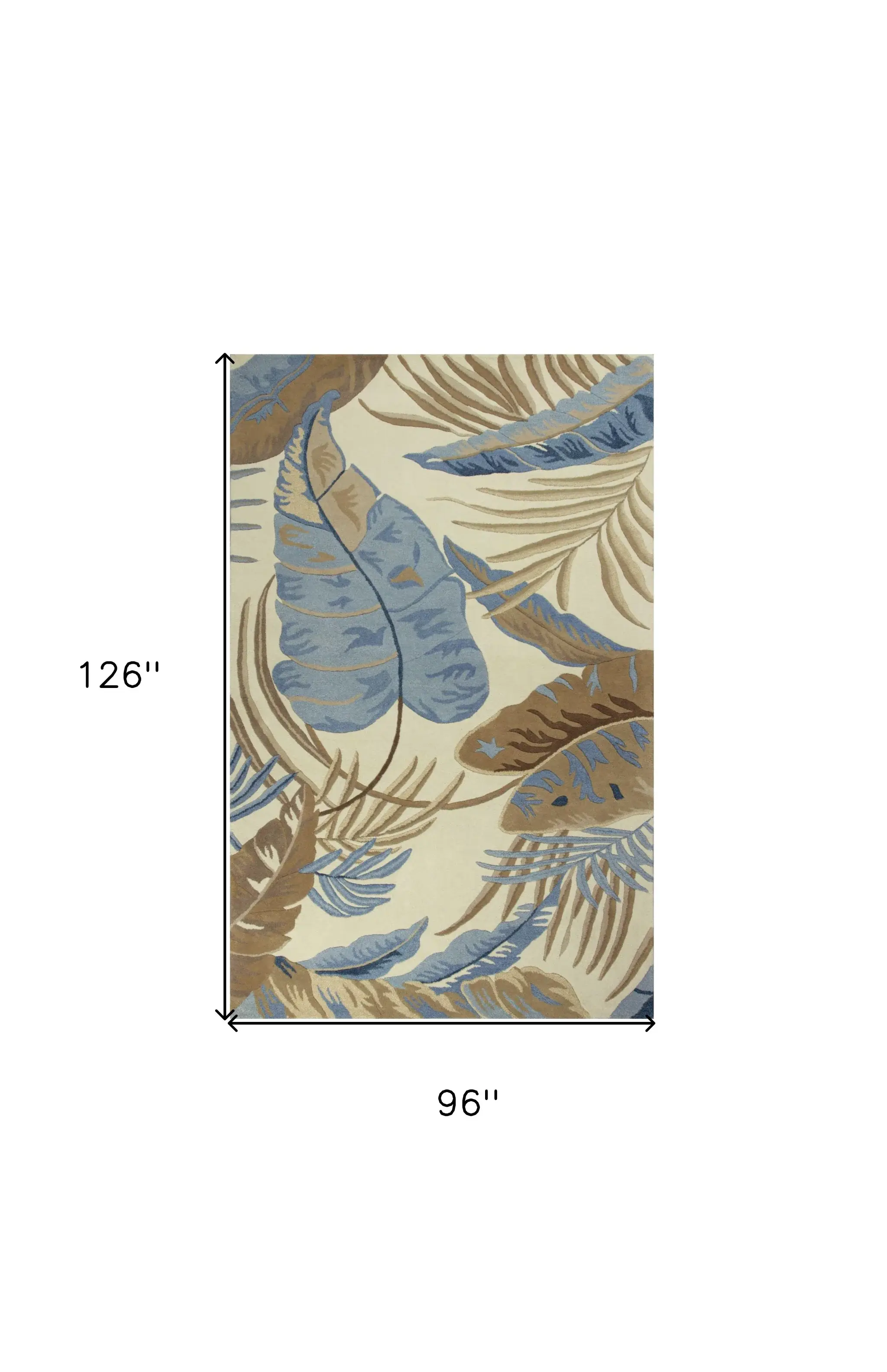 8' X 11' Ivory and Blue Wool Tropical Botanical Hand Tufted Area Rug - Image 7