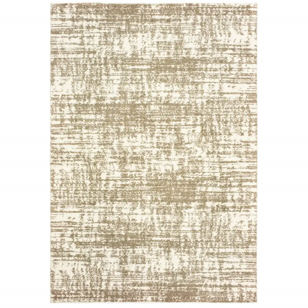 8' X 11' Ivory And Gray Abstract Strokes Area Rug - Image 2