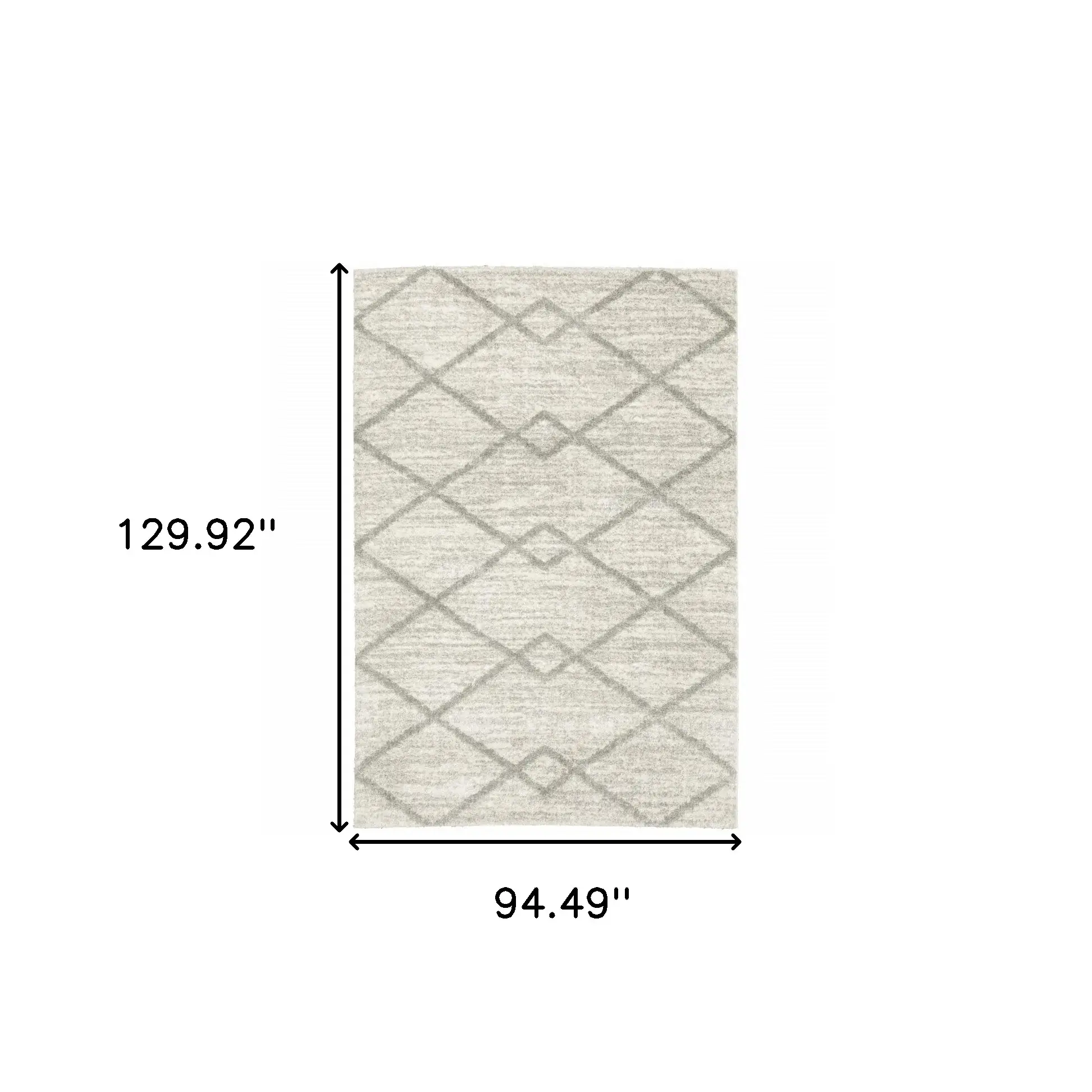 8' X 11' Ivory And Grey Geometric Shag Power Loom Stain Resistant Area Rug - Image 3