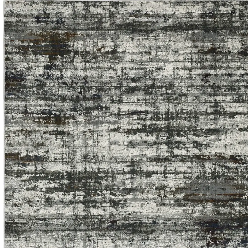 8' X 11' Ivory Charcoal Grey Blue Rust And Brown Abstract Power Loom Stain Resistant Area Rug - Image 4