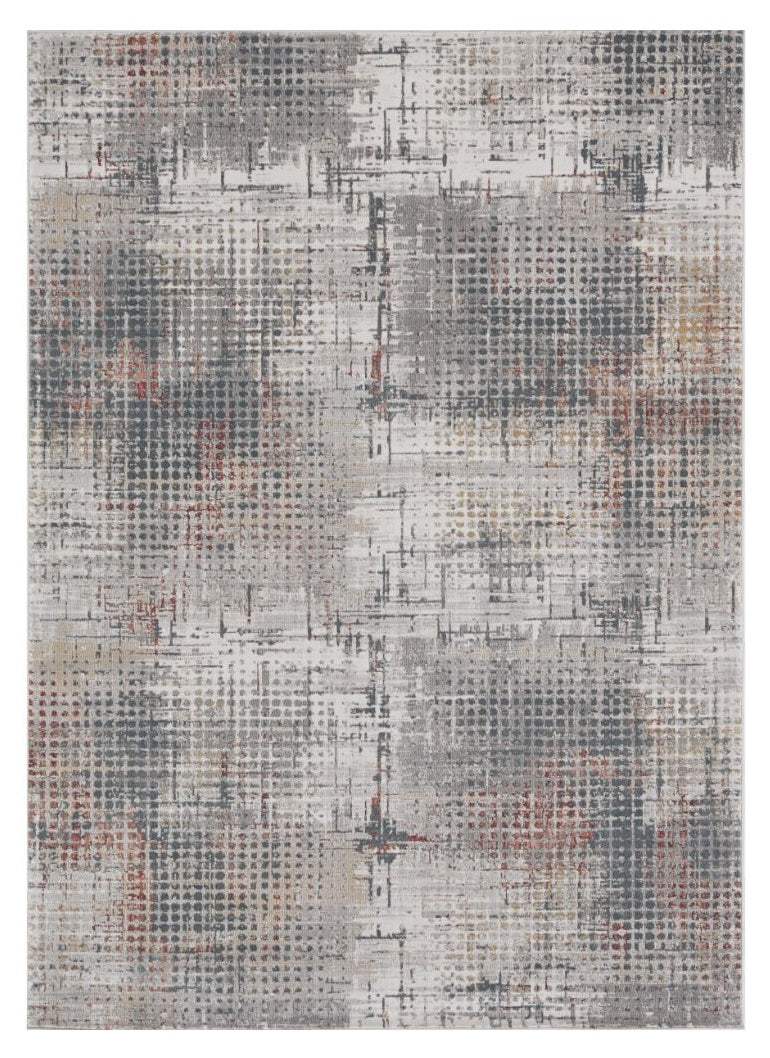 8' X 11' Ivory Gray and Gold Abstract Area Rug - Image 2