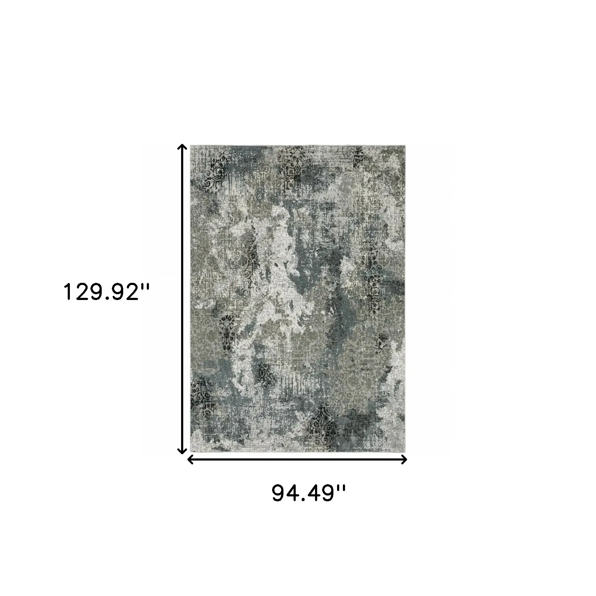 8' X 11' Ivory Grey Charcoal Blue And Navy Abstract Power Loom Stain Resistant Area Rug - Image 3