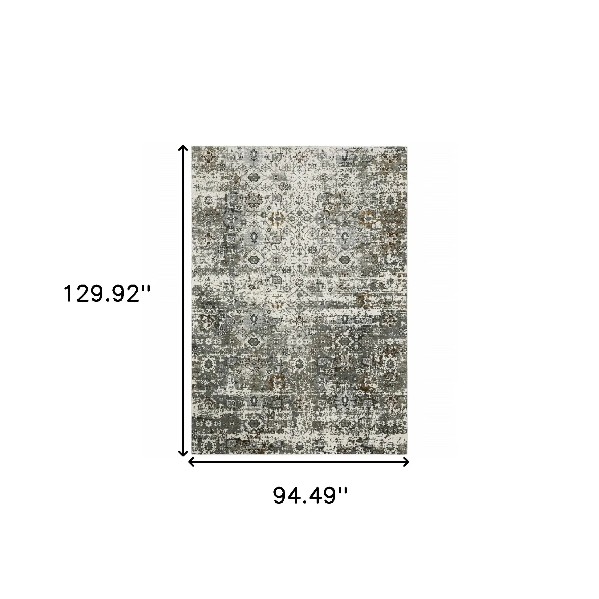 8' X 11' Ivory Grey Charcoal Rust Gold And Brown Oriental Power Loom Stain Resistant Area Rug - Image 3