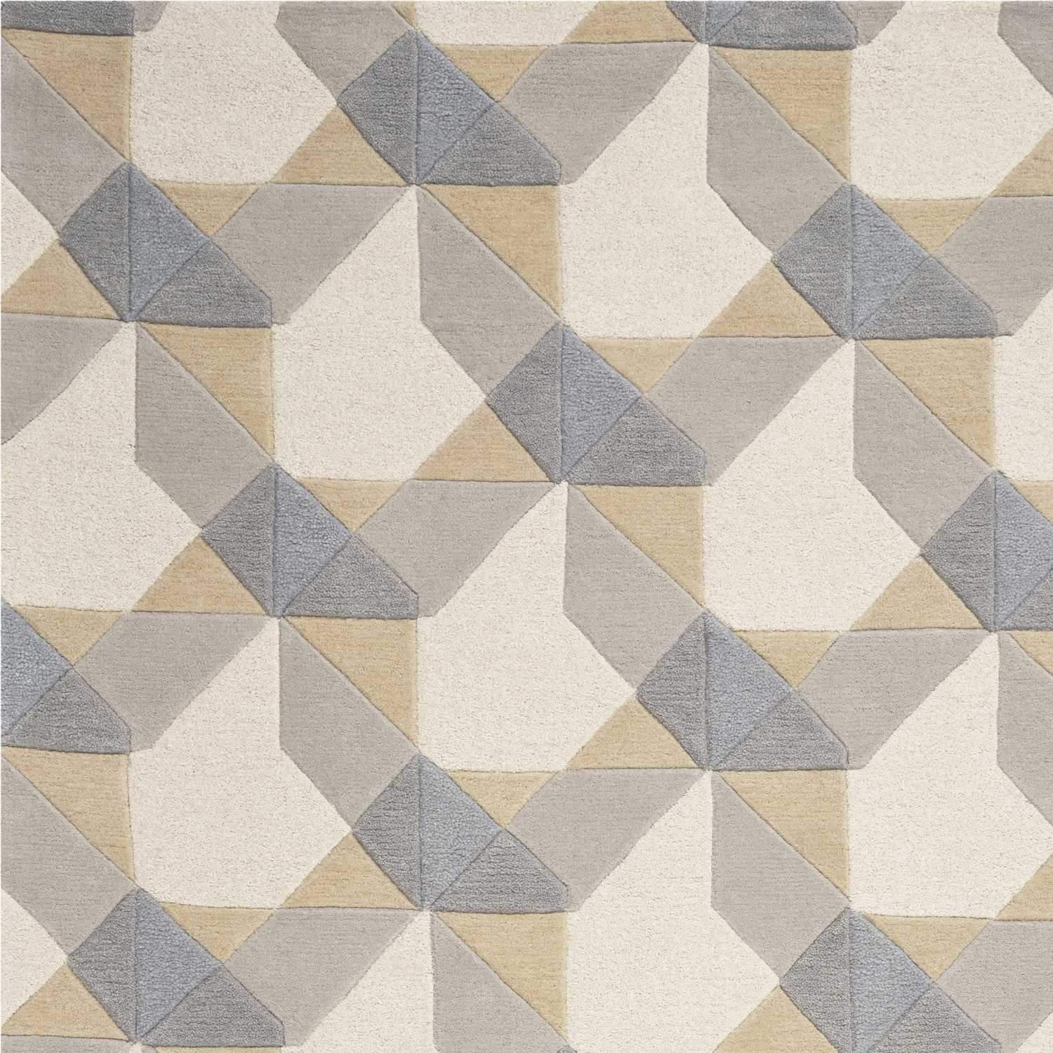 8' X 11' Ivory Grey Hand Tufted Geometric Chain Pattern Indoor Area Rug - Image 6