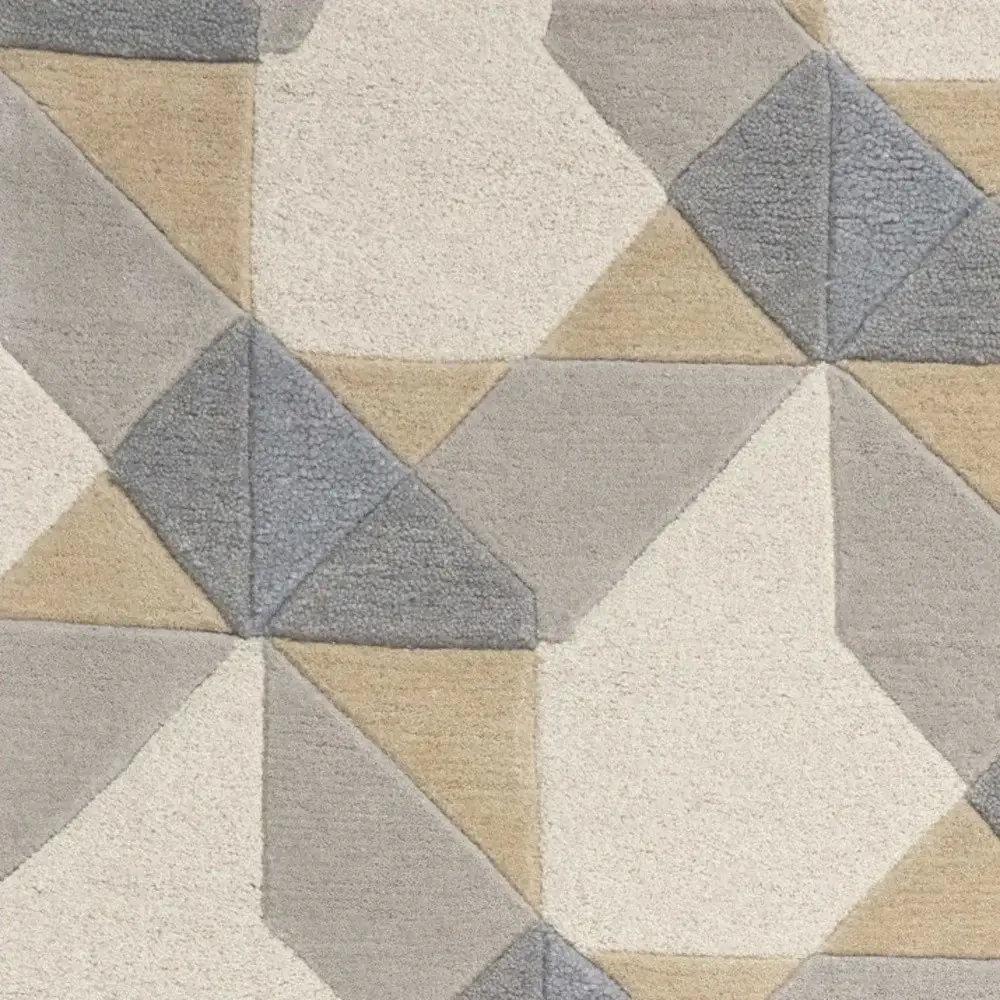8' X 11' Ivory Grey Hand Tufted Geometric Chain Pattern Indoor Area Rug - Image 7