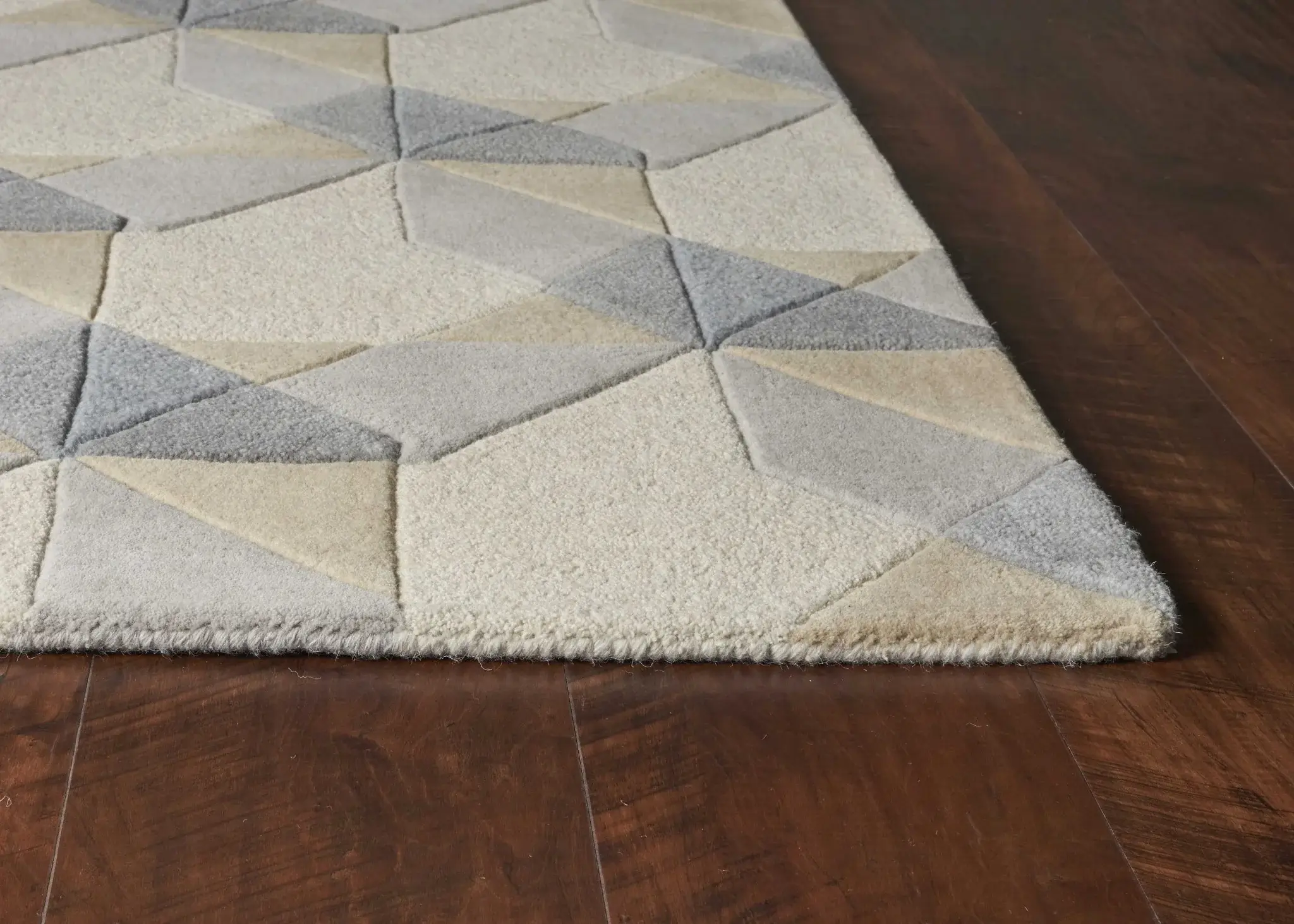 8' X 11' Ivory Grey Hand Tufted Geometric Chain Pattern Indoor Area Rug - Image 8