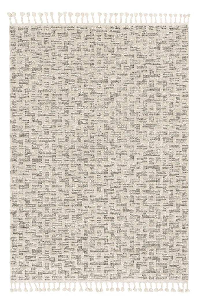 8' X 11' Ivory Grey Machine Woven Diamond Geometric Indoor Area Rug - Image 2