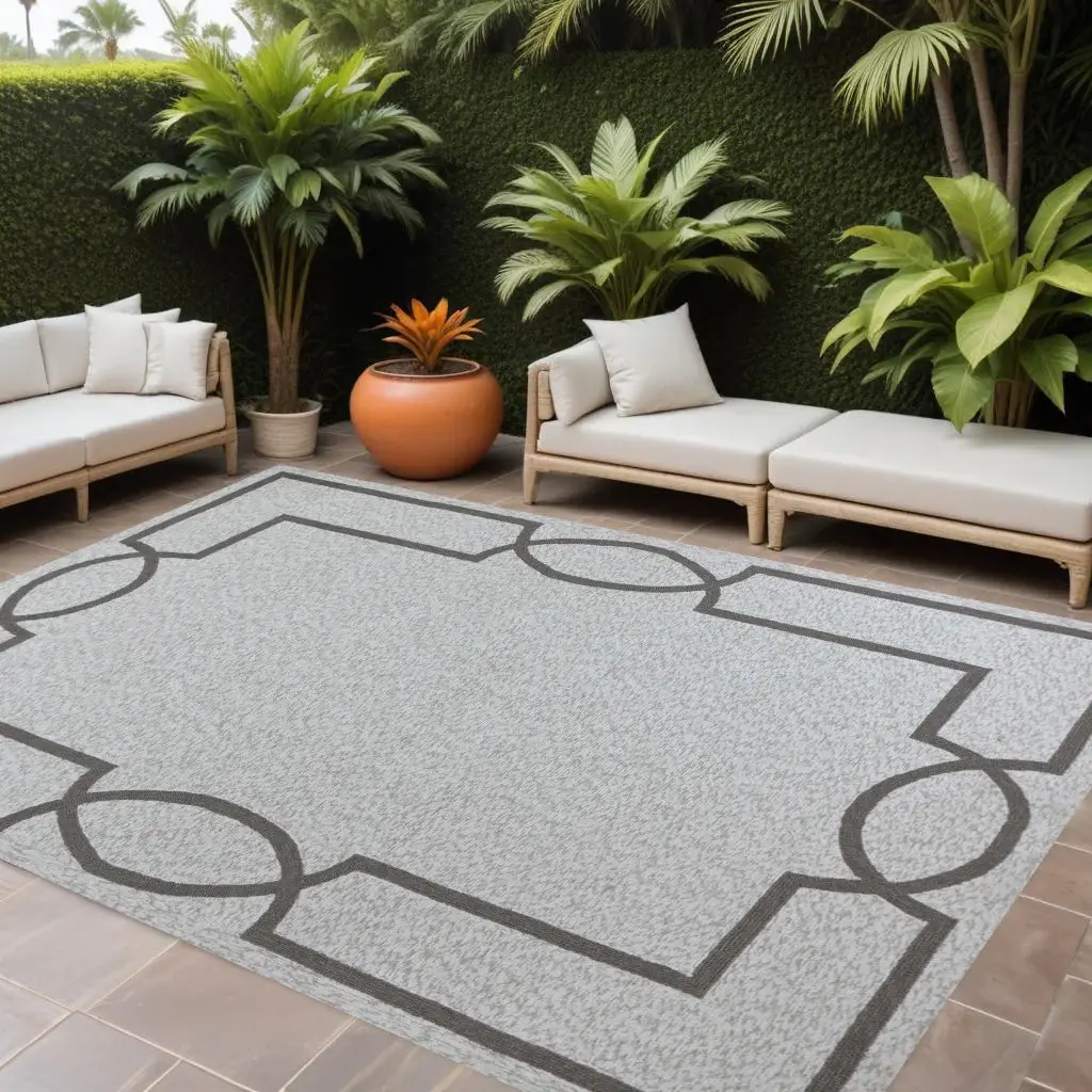 8' X 11' Ivory Indoor Outdoor Area Rug - Image 2