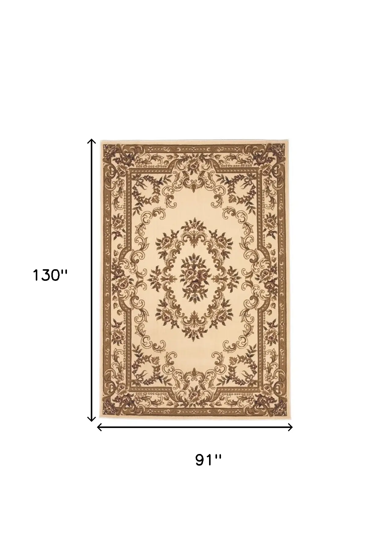 8' X 11' Ivory Machine Woven Hand Carved Floral Medallion Indoor Area Rug - Image 3