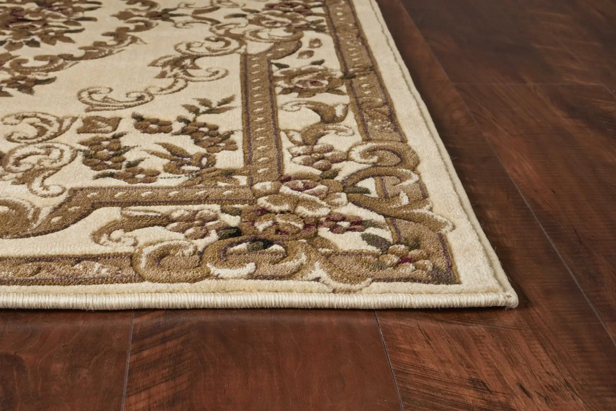 8' X 11' Ivory Machine Woven Hand Carved Floral Medallion Indoor Area Rug - Image 7