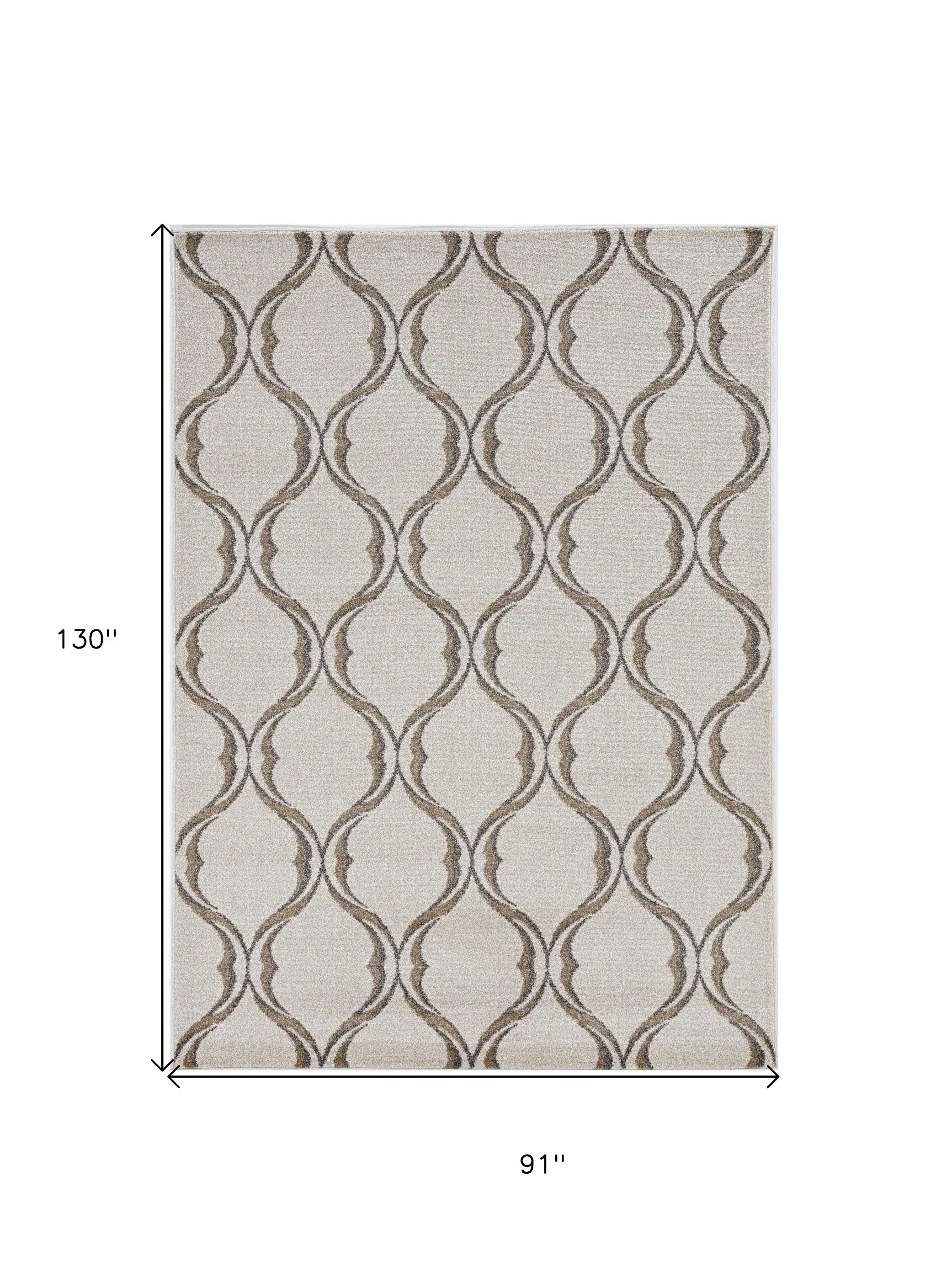 8' X 11' Ivory Moroccan Indoor Outdoor Area Rug - Image 3