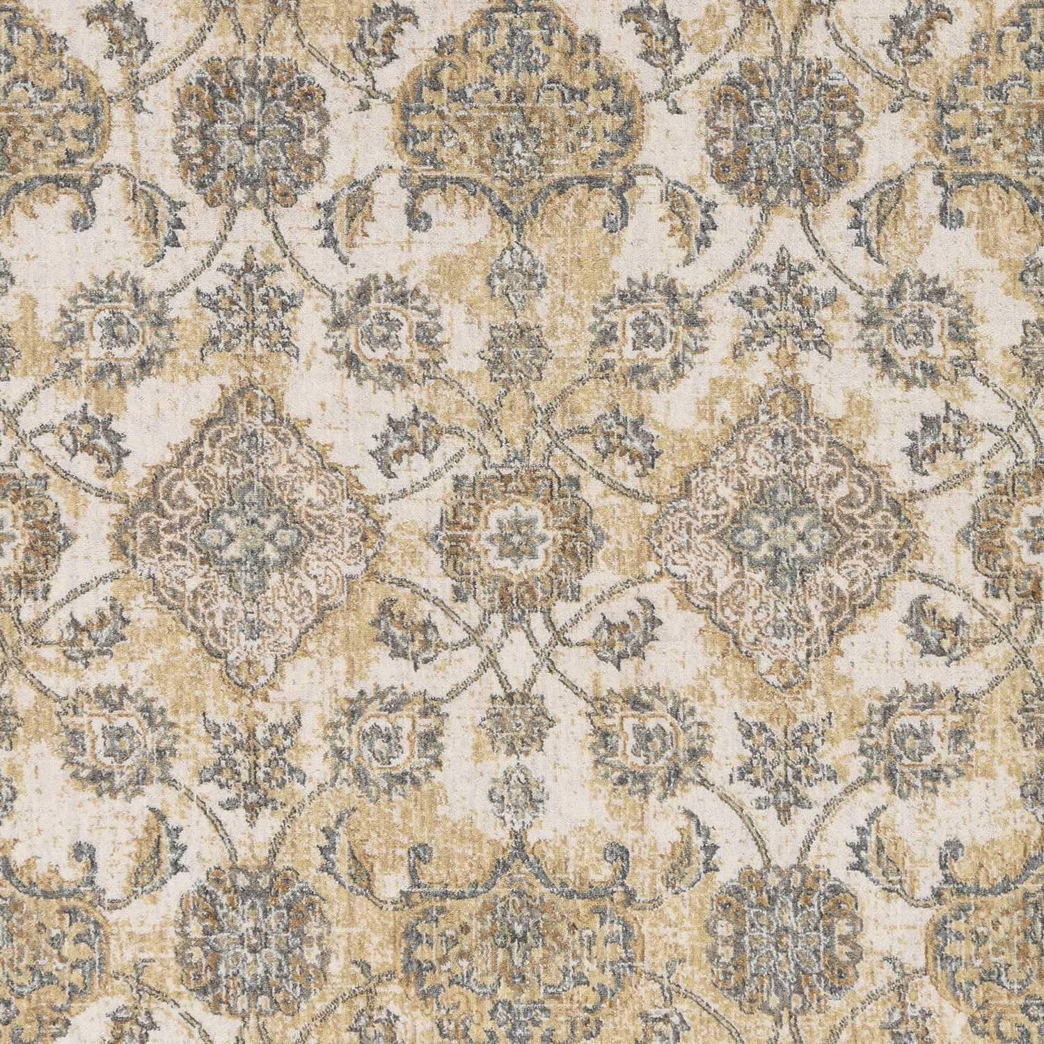8' X 11' Ivory Sand Machine Woven Bordered Floral Vines Indoor Area Rug - Image 7