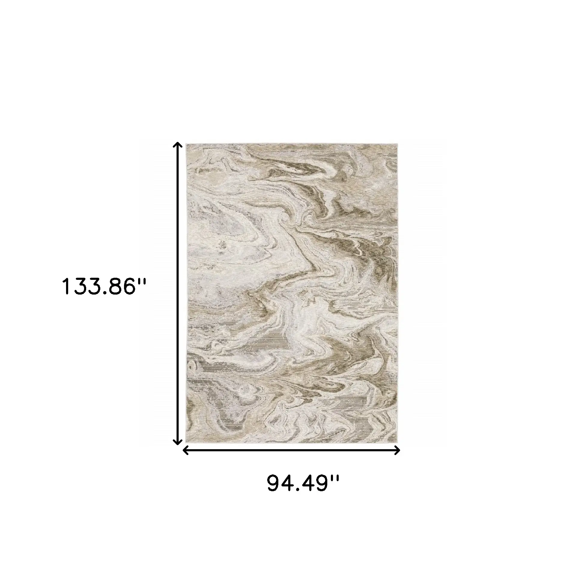 8' X 11' Ivory Tan Beige Grey And Brown Abstract Power Loom Stain Resistant Area Rug - Image 3