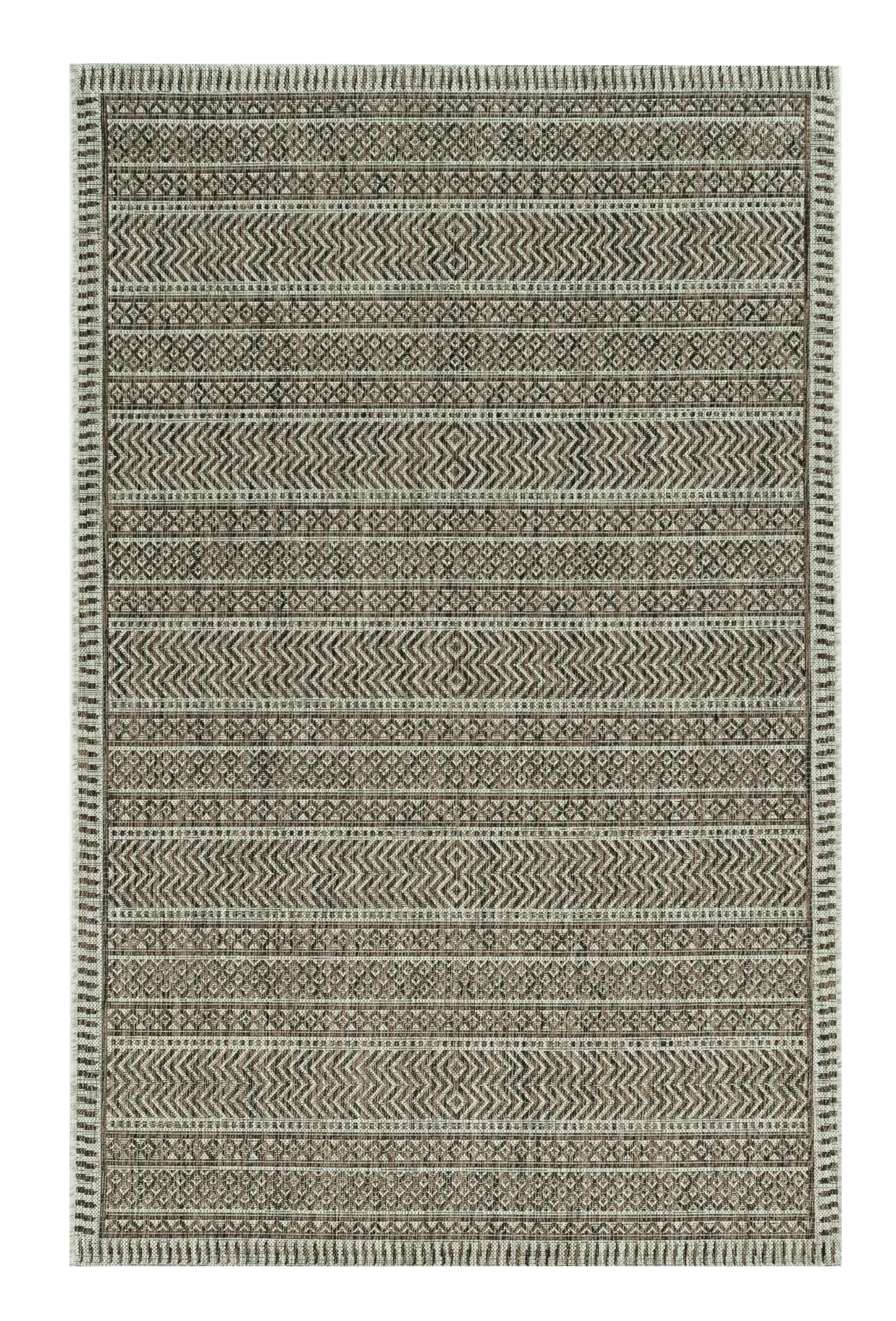 8' X 11' Mocha Geometric Patterns Indoor Area Rug - Image 2