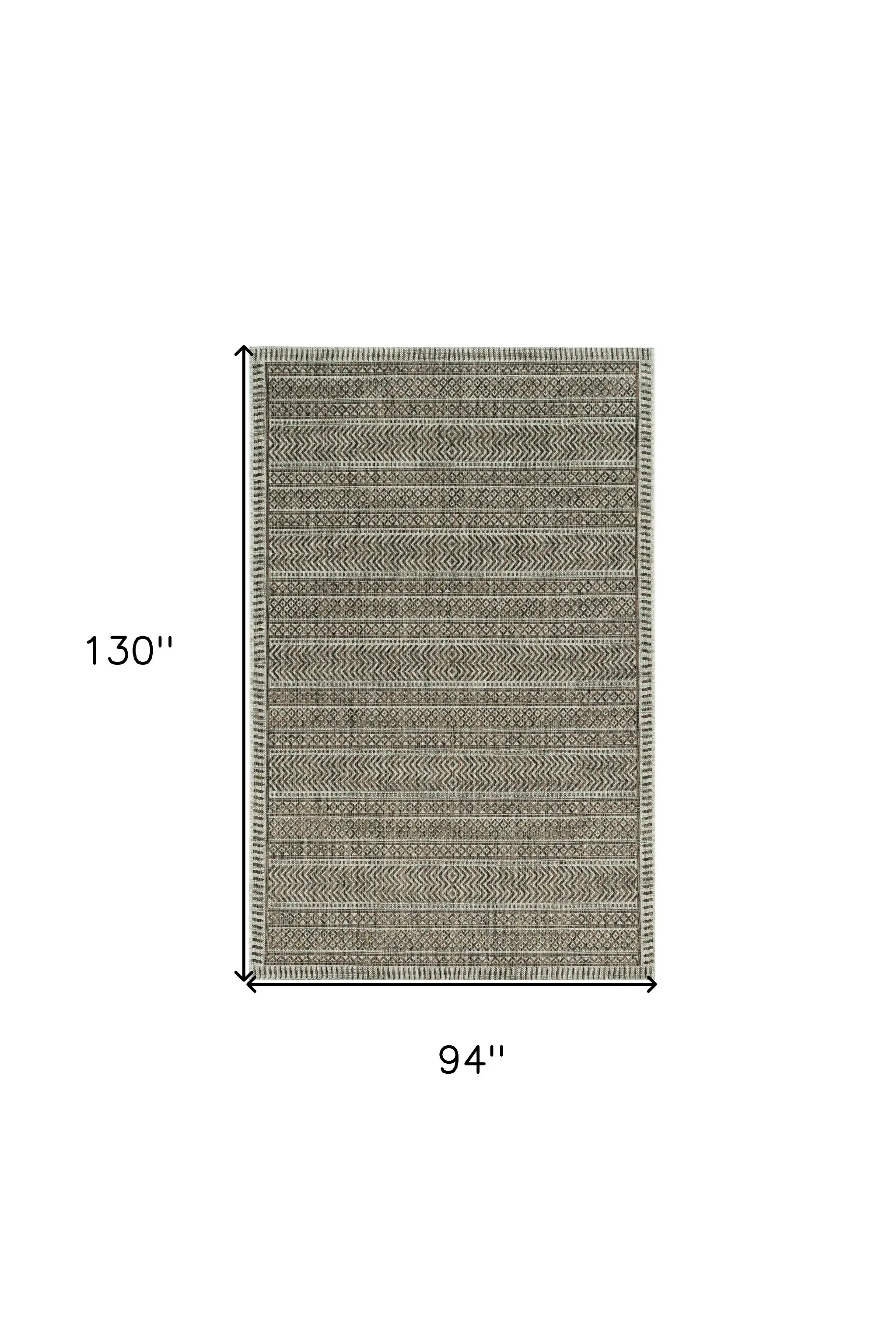 8' X 11' Mocha Geometric Patterns Indoor Area Rug - Image 3