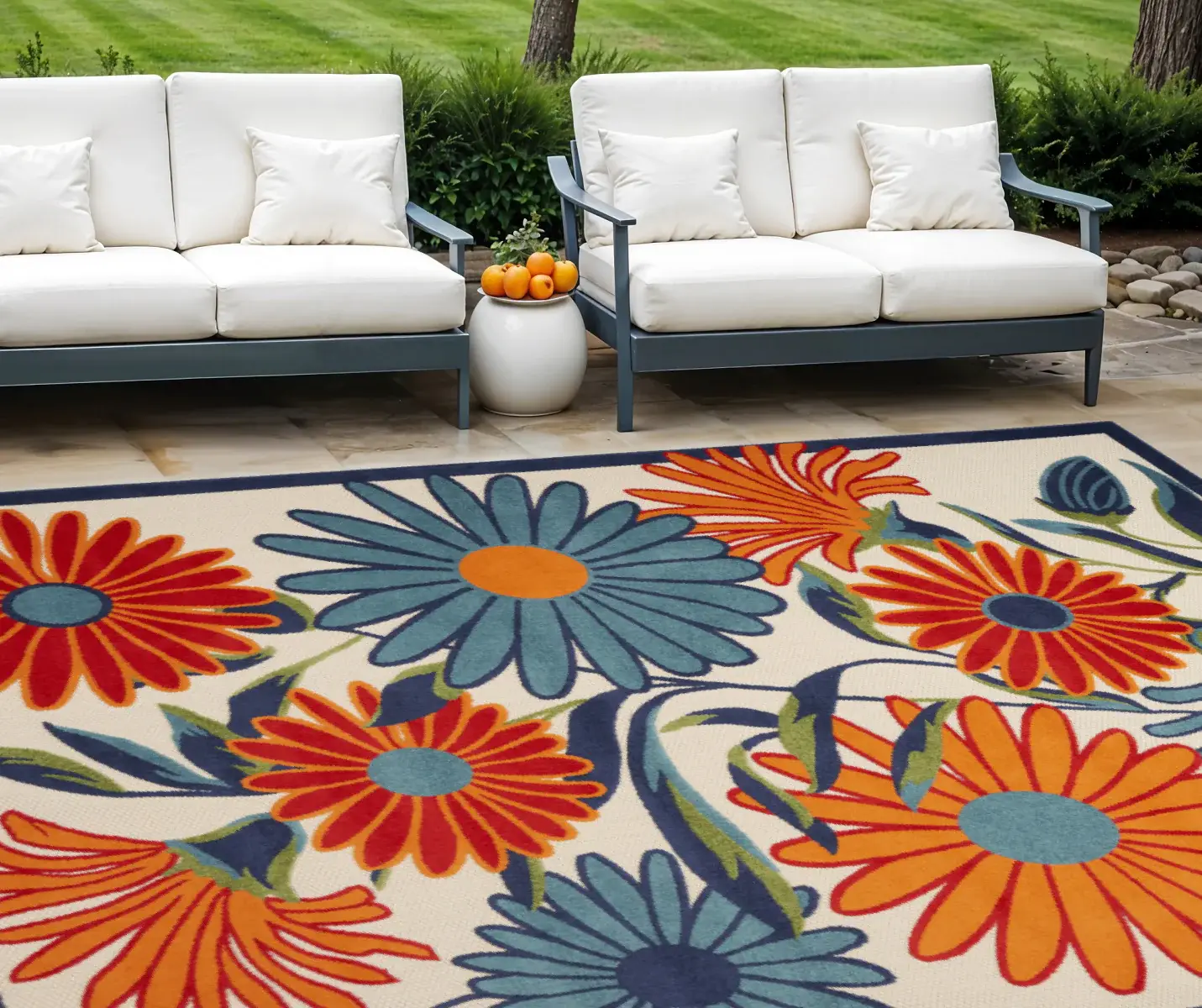 8' X 11' Multicolor Floral Stain Resistant Non Skid Area Rug - Image 2