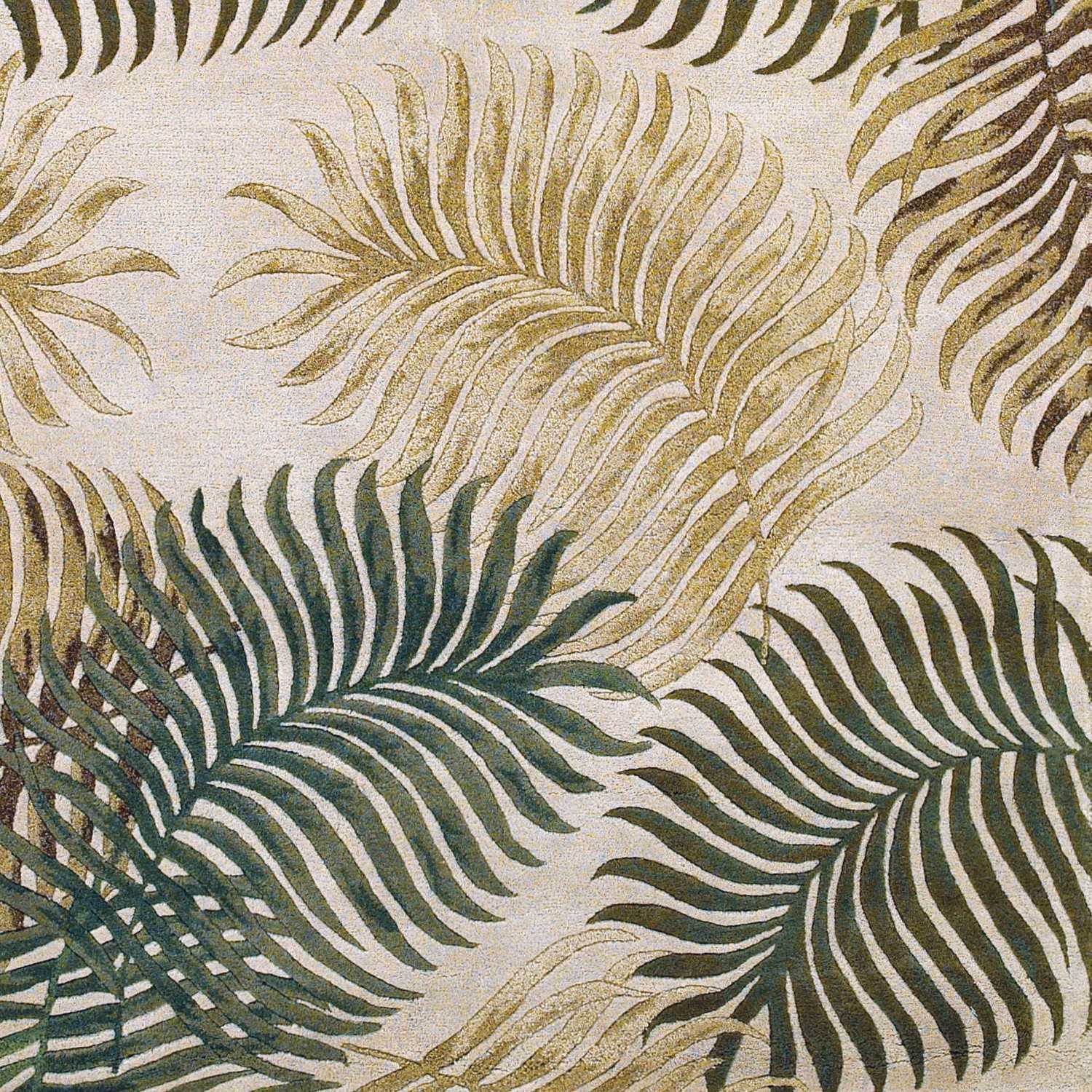 8' X 11' Natural Beige Hand Tufted Tropical Leaves Indoor Area Rug - Image 3