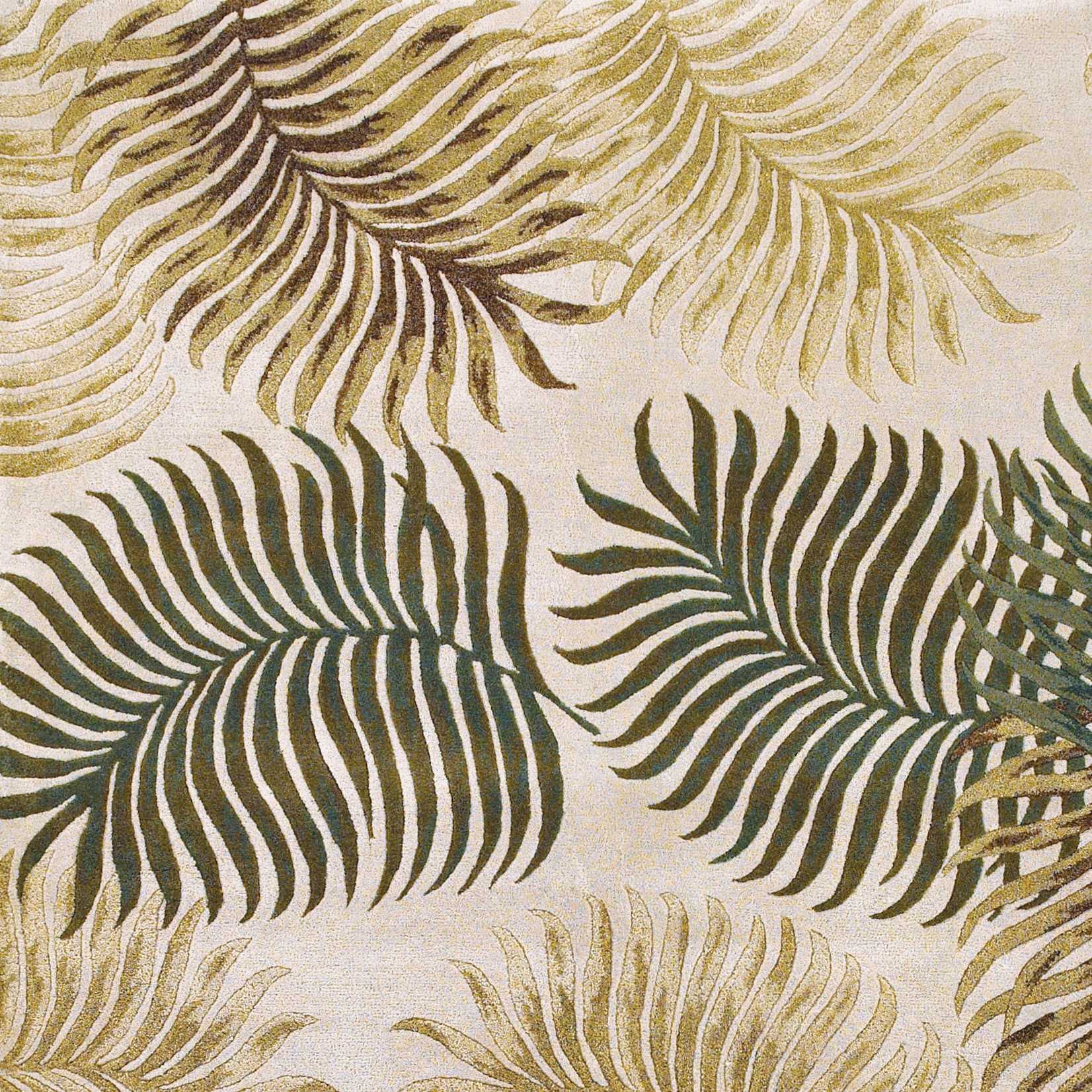 8' X 11' Natural Beige Hand Tufted Tropical Leaves Indoor Area Rug - Image 4
