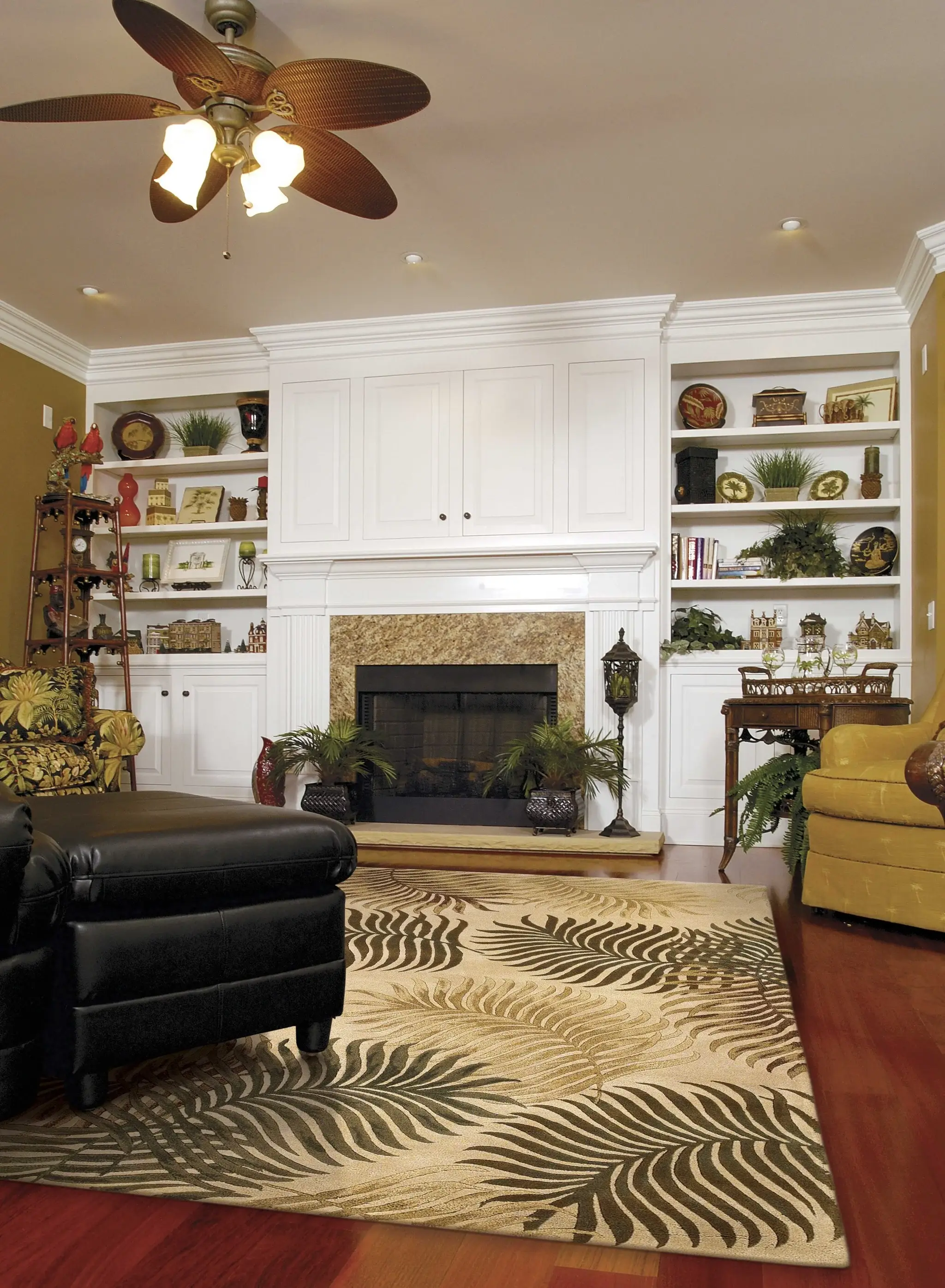 8' X 11' Natural Beige Hand Tufted Tropical Leaves Indoor Area Rug - Image 5