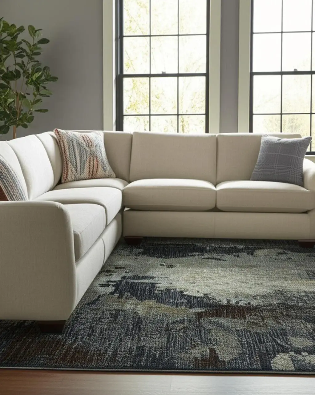 8' X 11' Navy Blue Abstract Power Loom Area Rug