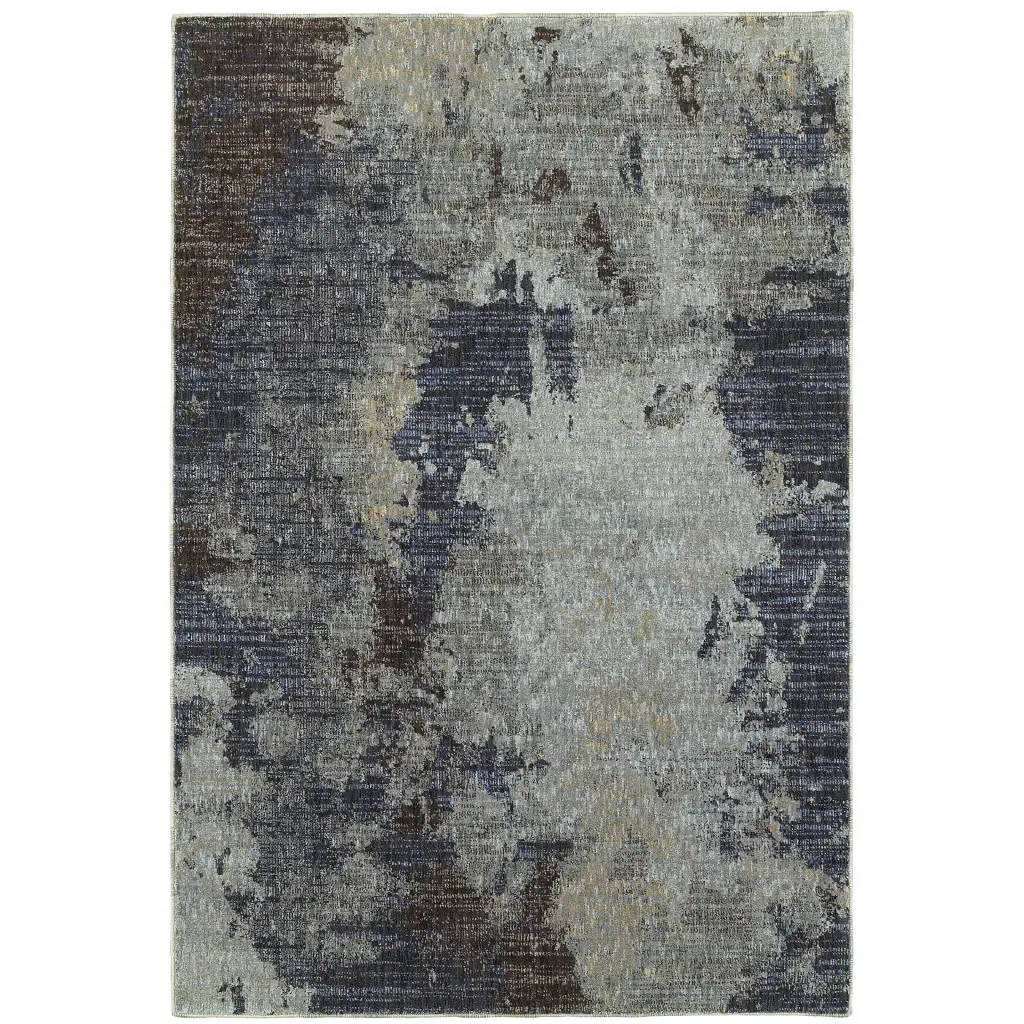 8' X 11' Navy Blue Abstract Power Loom Area Rug - Image 2