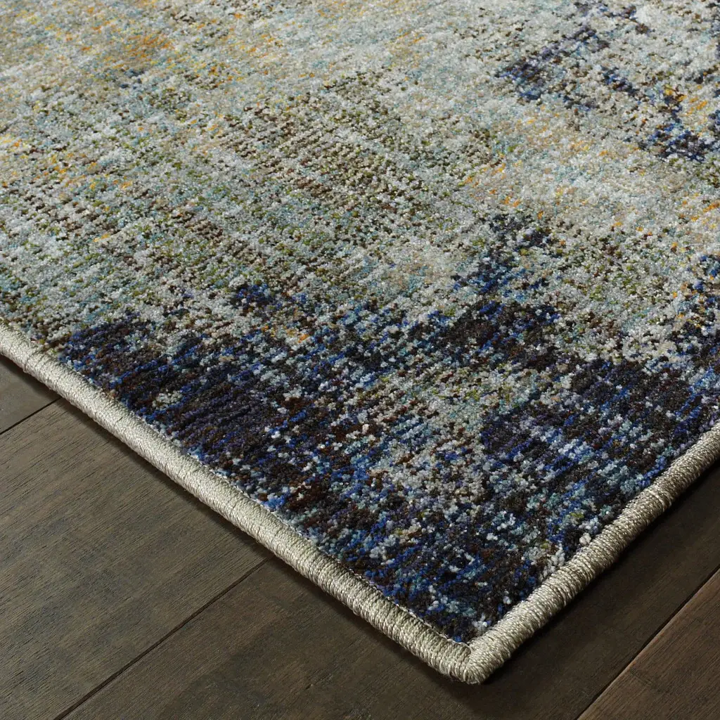 8' X 11' Navy Blue Abstract Power Loom Area Rug - Image 4