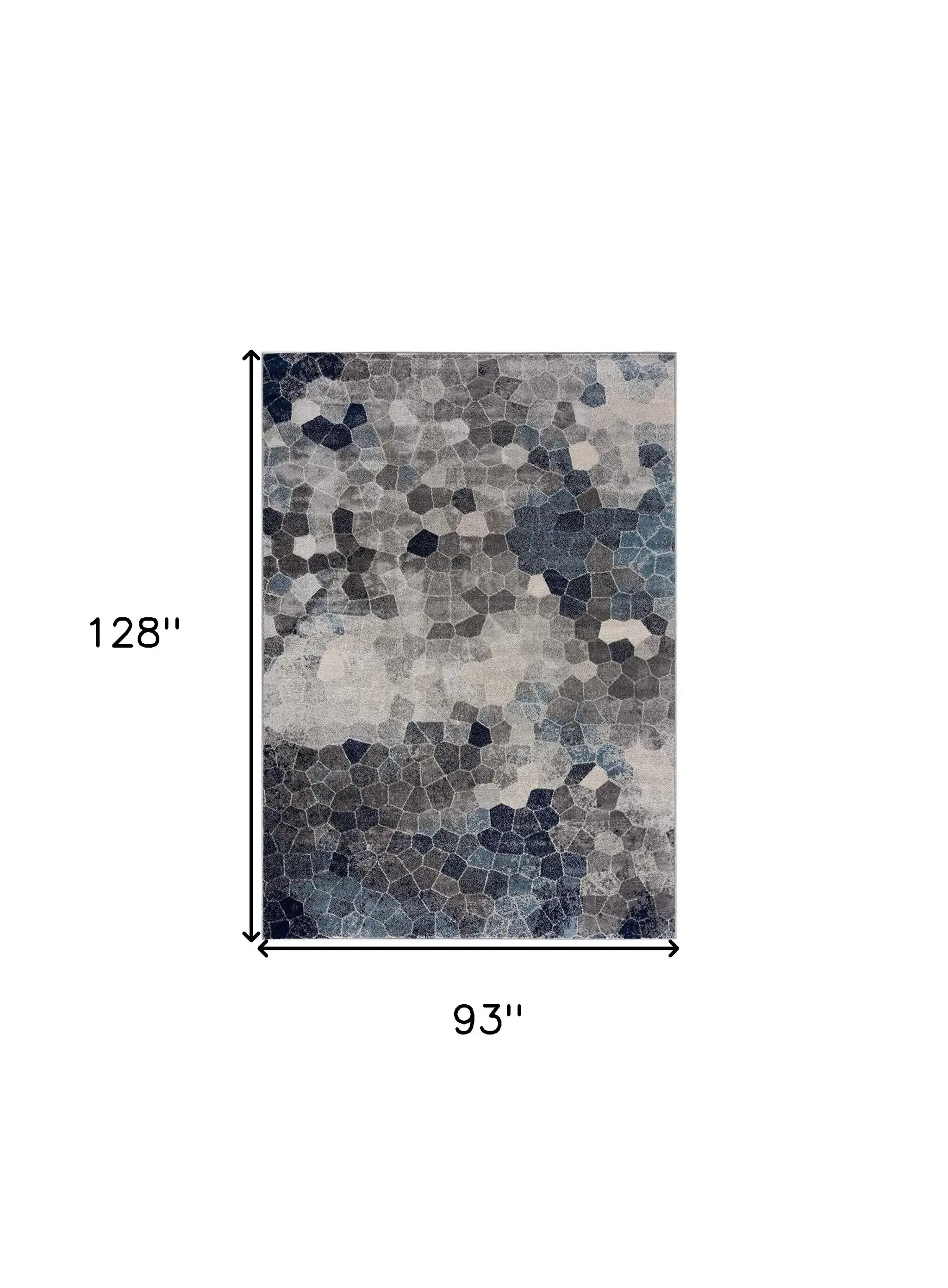 8' X 11' Navy Blue Cobblestone Pattern Area Rug - Image 3