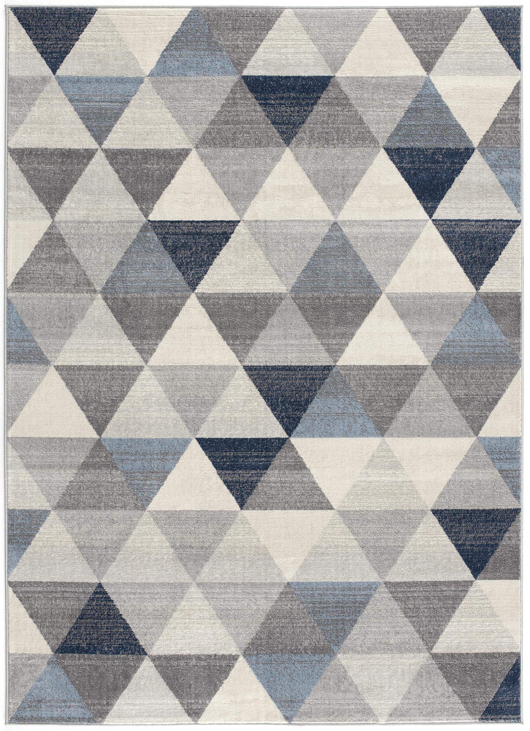 8' X 11' Navy Blue Geometric Diamond Area Rug